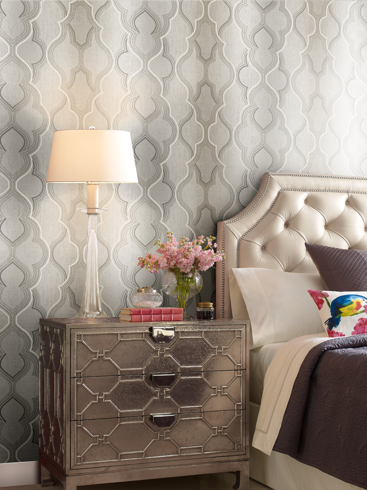 York DM4942 Ombre Damask Neutral Wallpaper