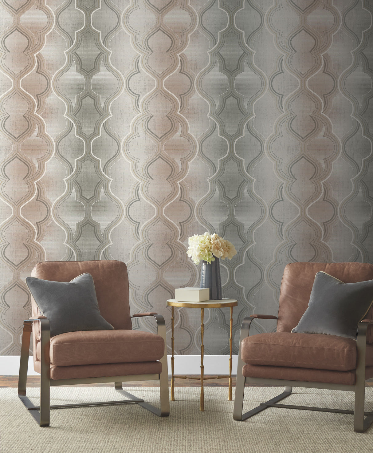 York DM4943 Modern Ombre Damask Brown Wallpaper