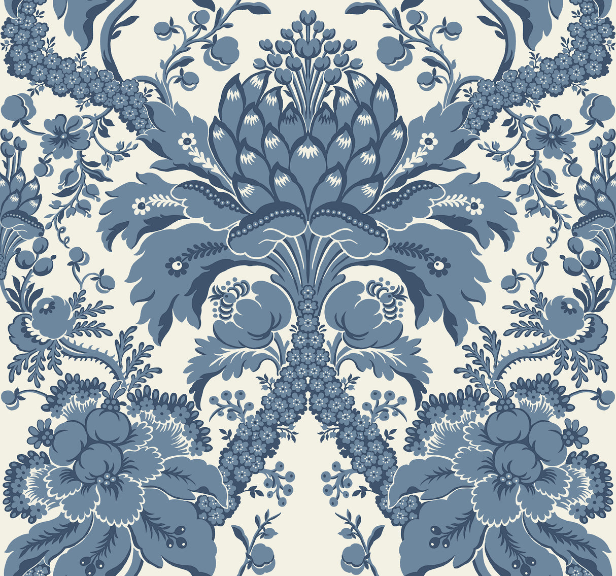 York DM4951 French Artichoke Dam Blue Wallpaper