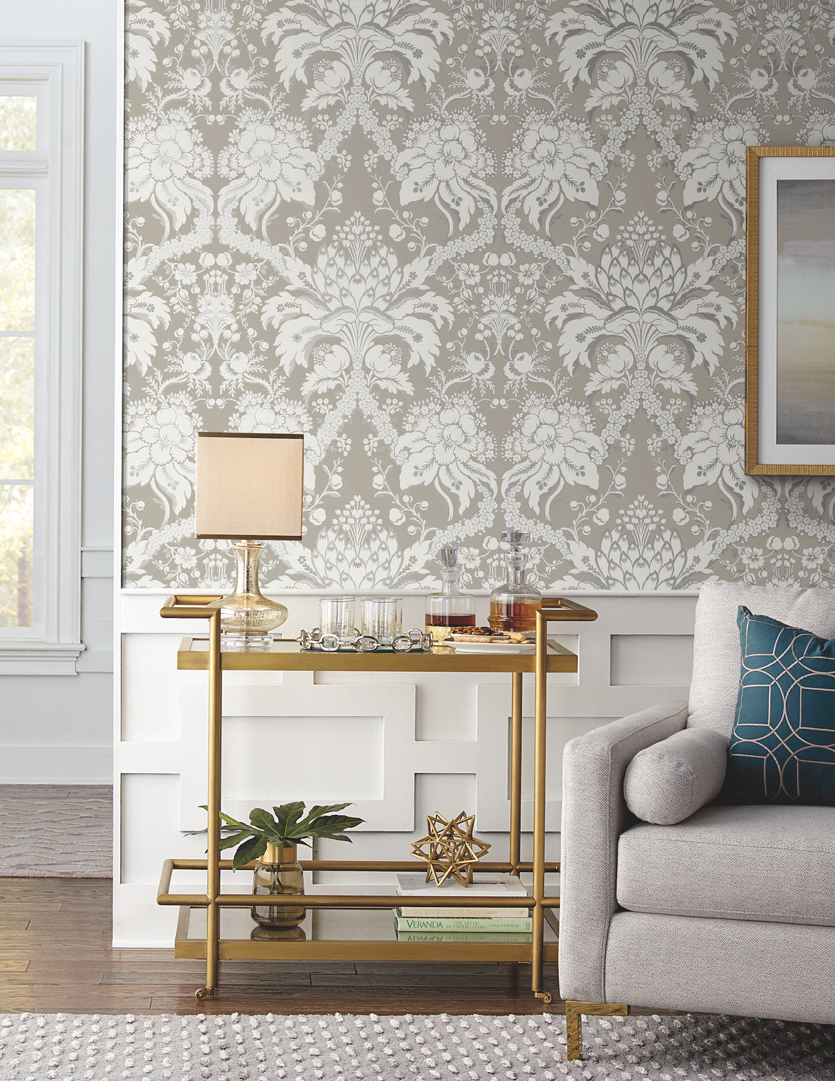 York DM4952 French Artichoke Dam Beige Wallpaper