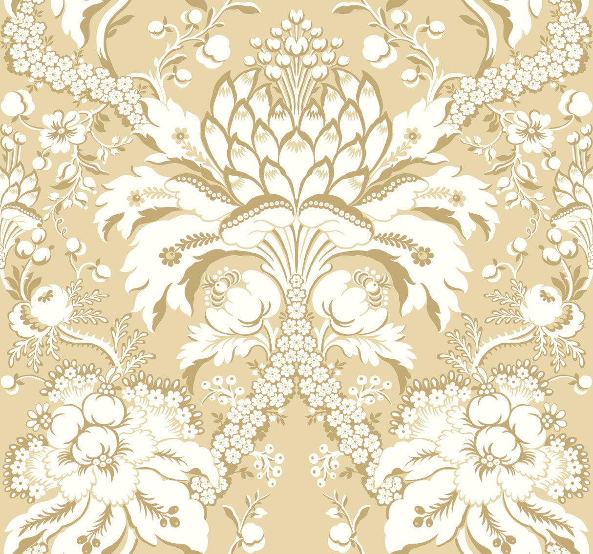 York DM4953 French Artichoke Dam Yellow Wallpaper