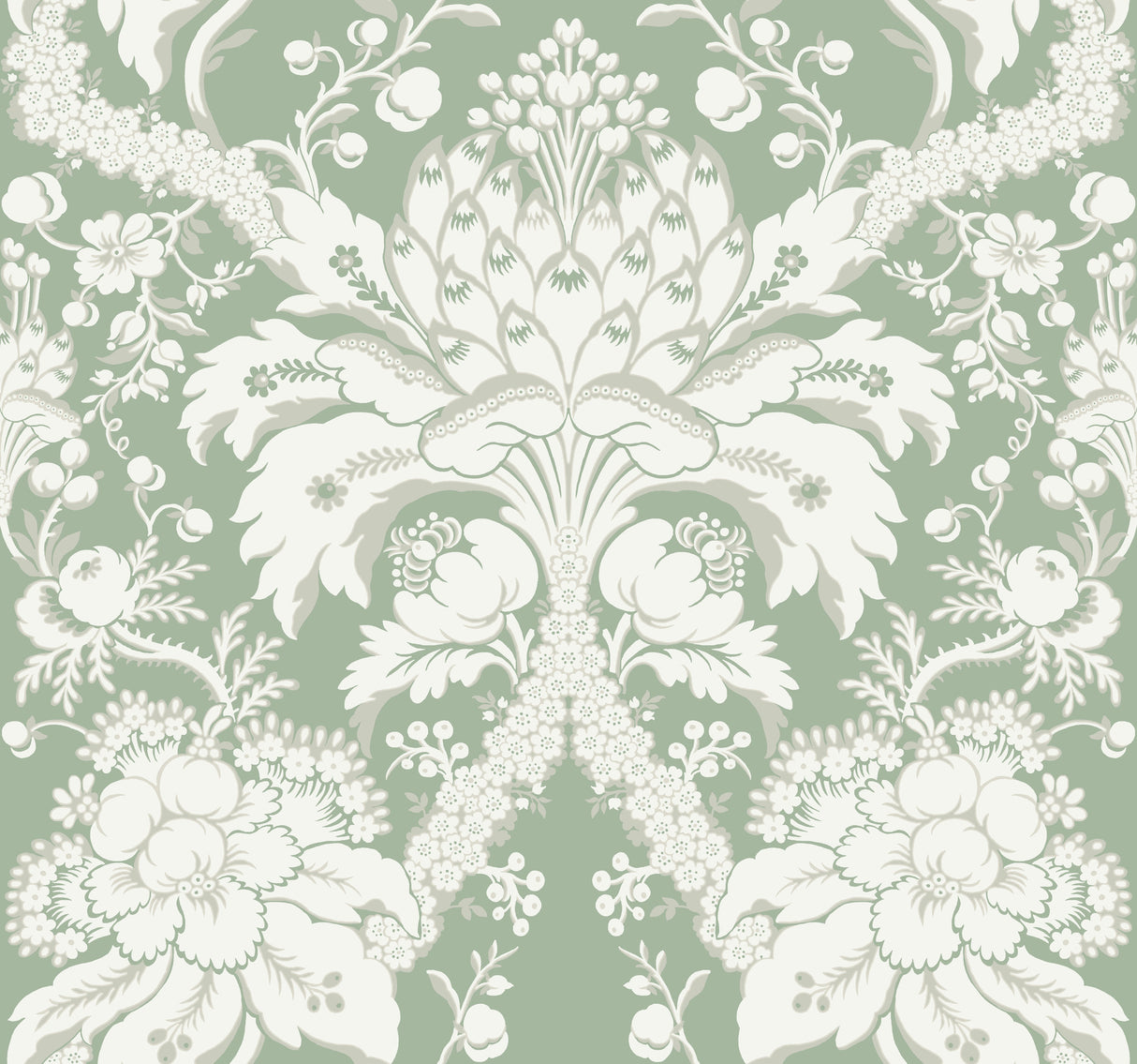 York DM4954 French Artichoke Dam Green Wallpaper