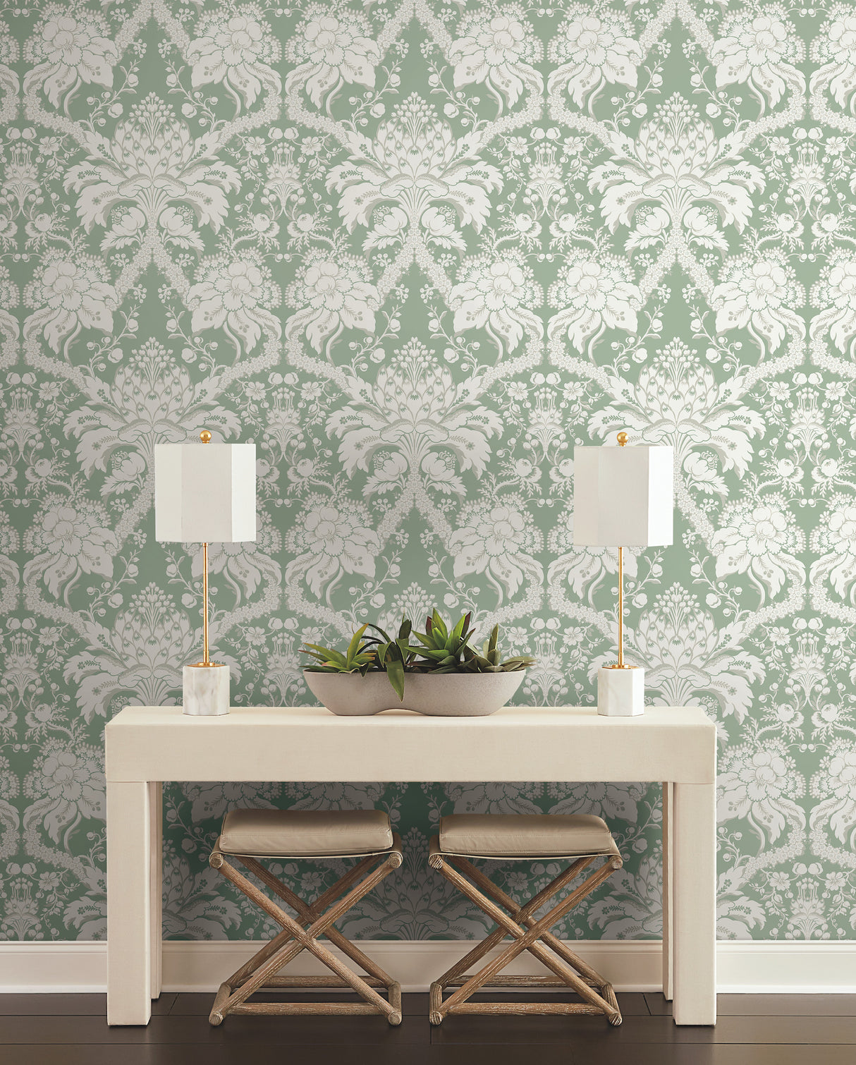 York DM4954 French Artichoke Dam Green Wallpaper