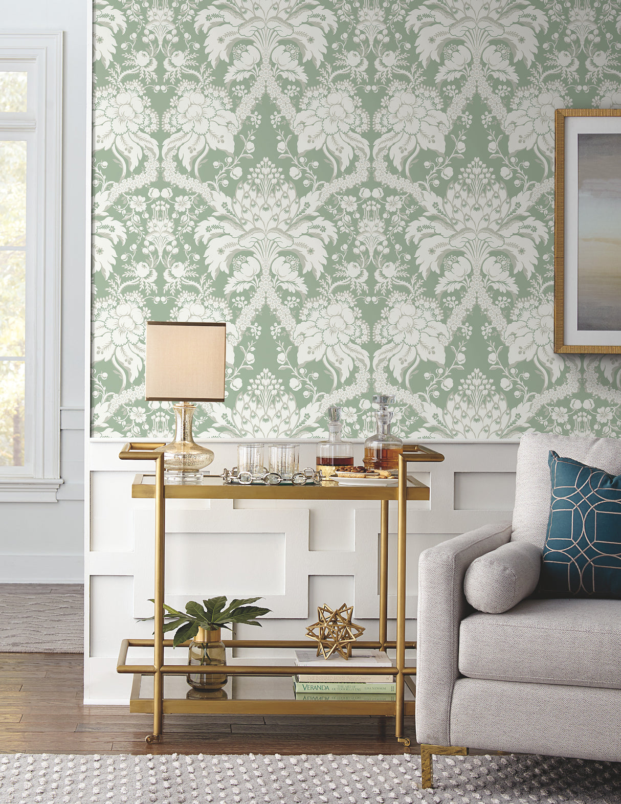 York DM4954 French Artichoke Dam Green Wallpaper