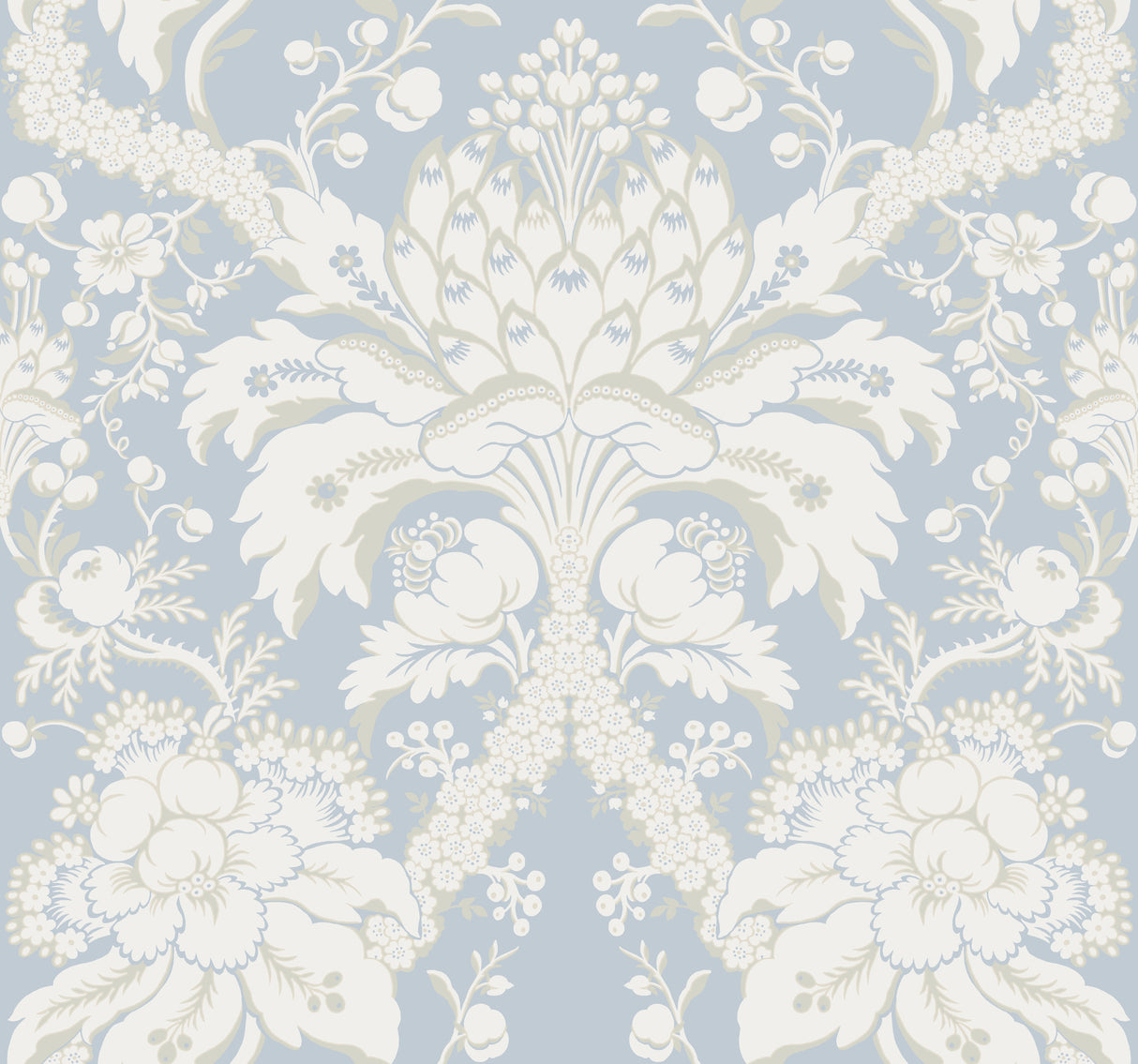 York DM4955 French Artichoke Dam Blue Wallpaper