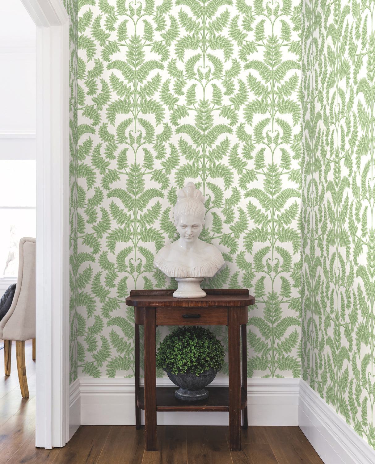 York DM4961 Royal Fern Damask Green Wallpaper