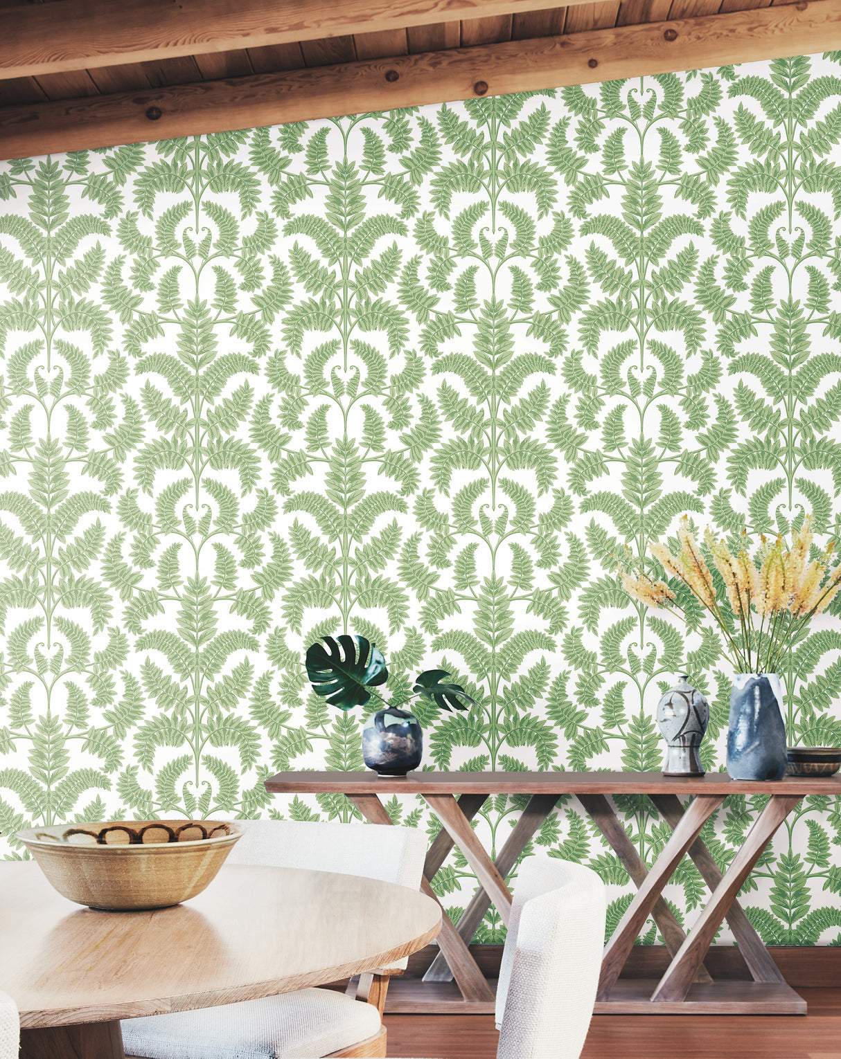 York DM4961 Royal Fern Damask Green Wallpaper