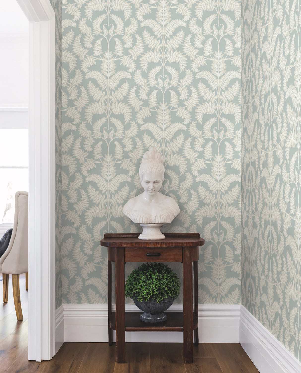 York DM4964 Royal Fern Damask Green Wallpaper