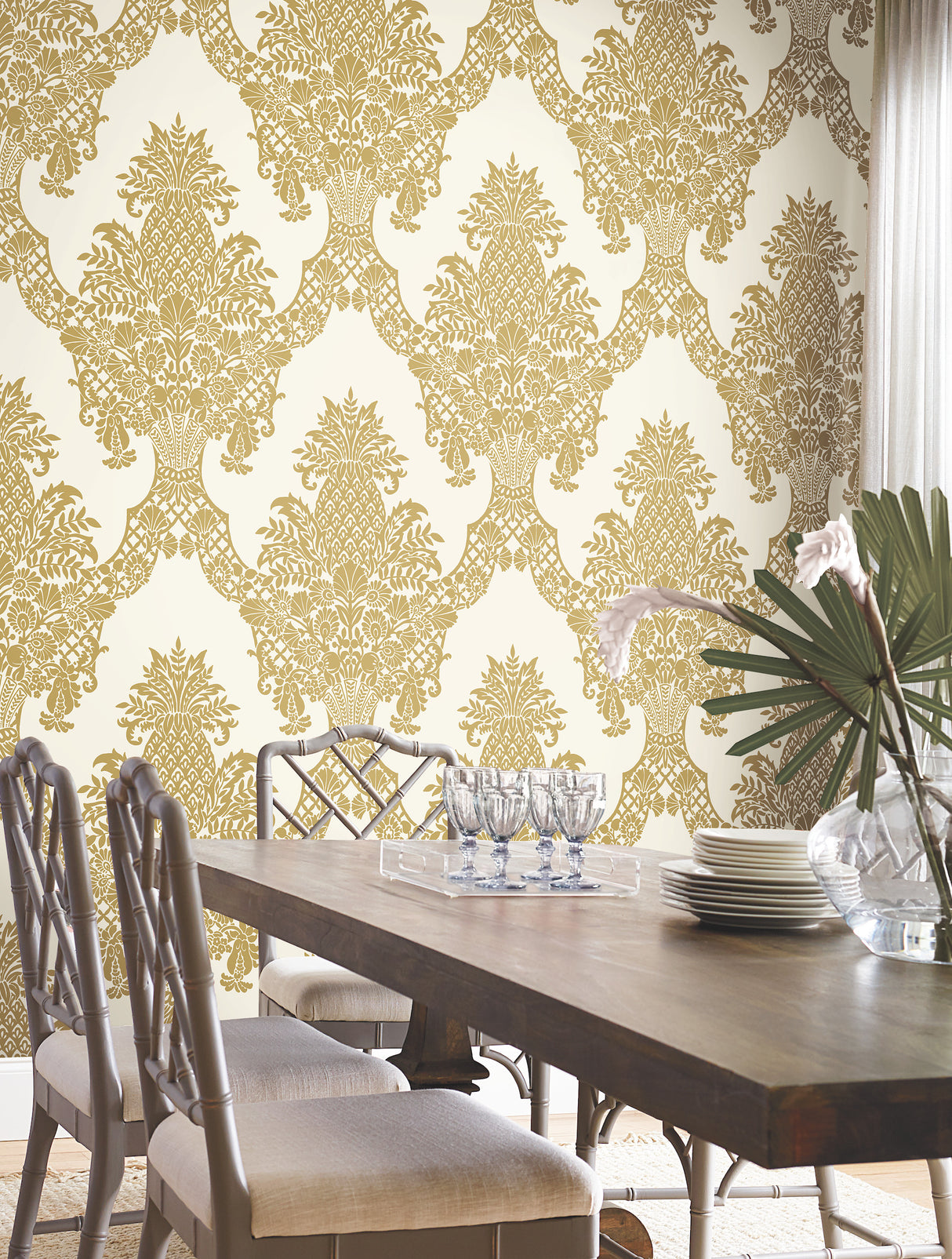 York DM4971 Pineapple Plantation Gold Wallpaper
