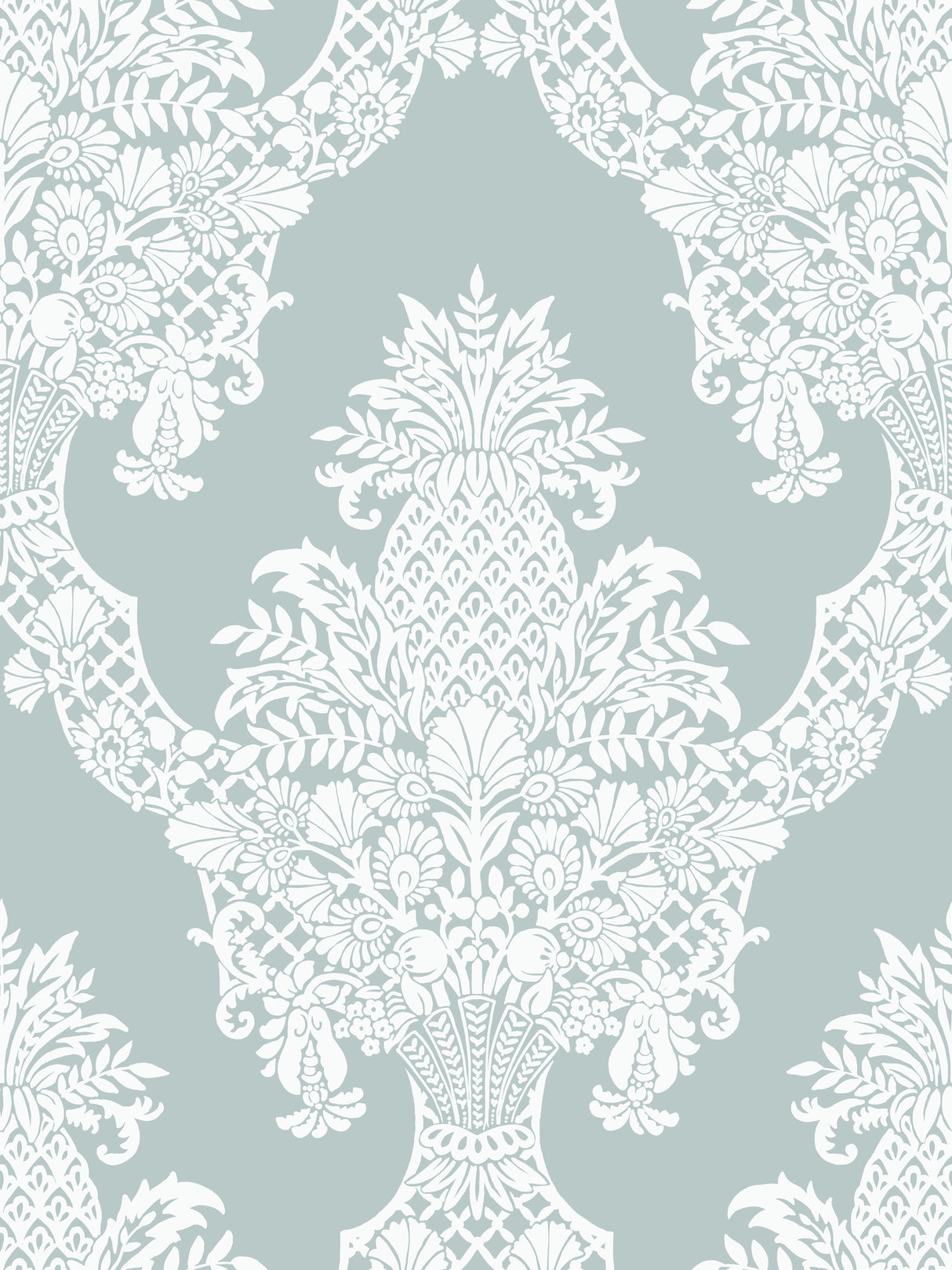 York DM4973 Pineapple Plantation Blue Wallpaper