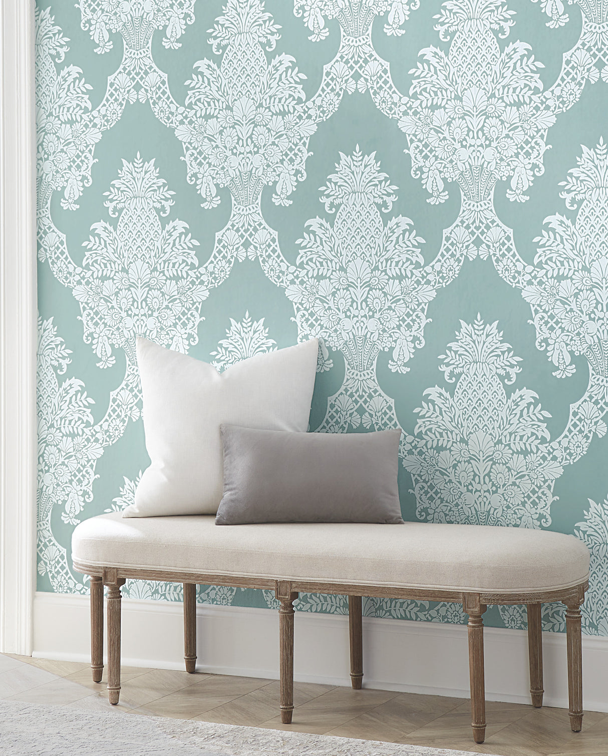 York DM4973 Pineapple Plantation Blue Wallpaper