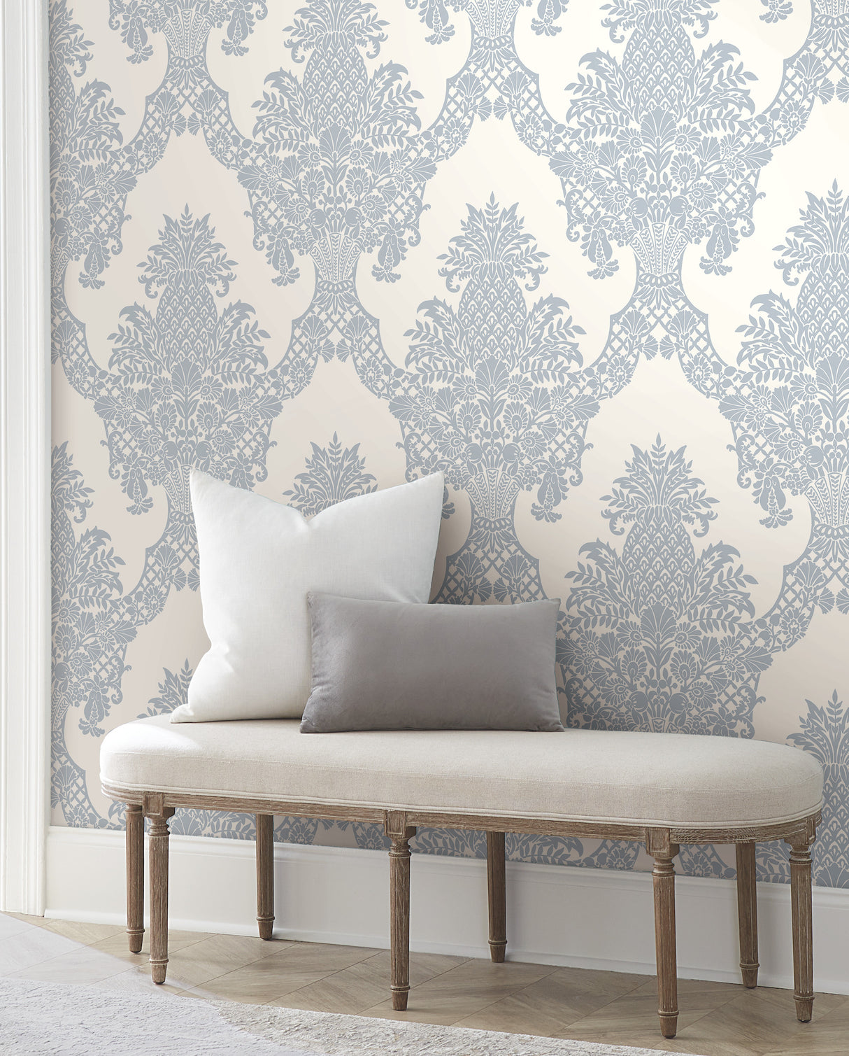 York DM4974 Pineapple Plantation Periwinkle & White Wallpaper