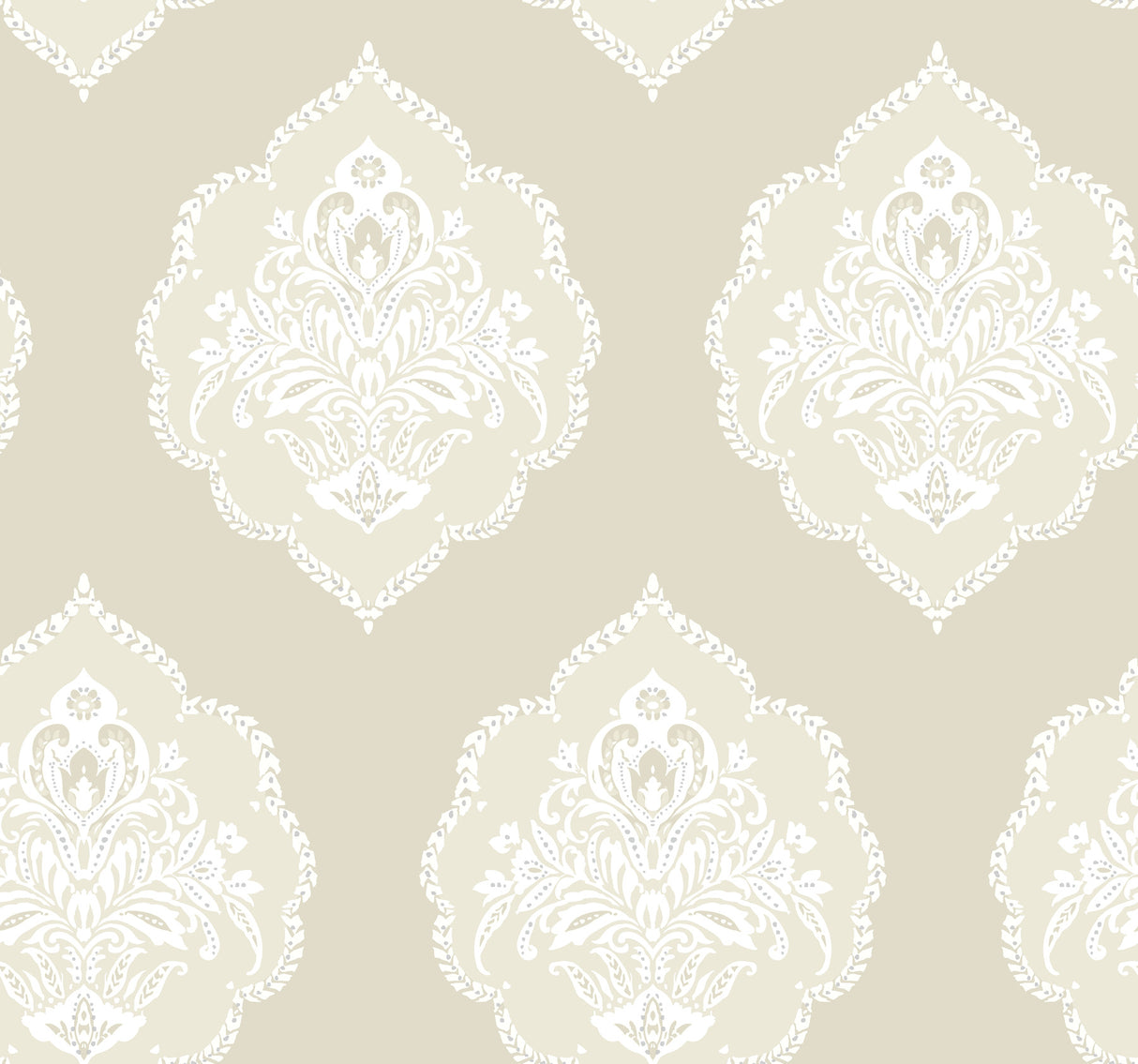 York DM4983 Signet Medallion Damask Beige Wallpaper