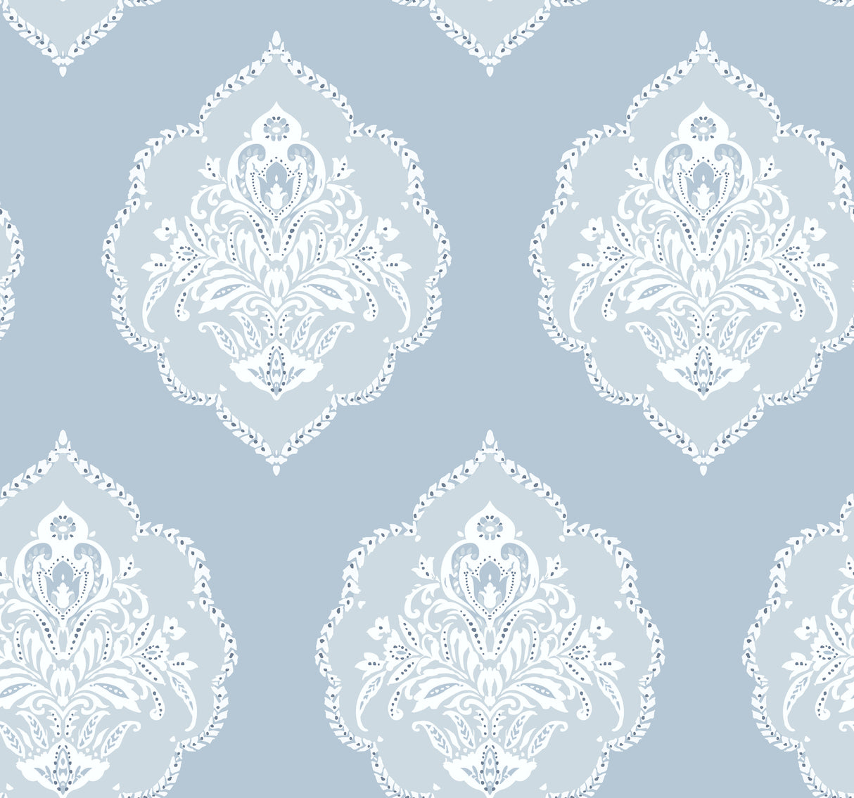 York DM4985 Signet Medallion Damask Blue Wallpaper