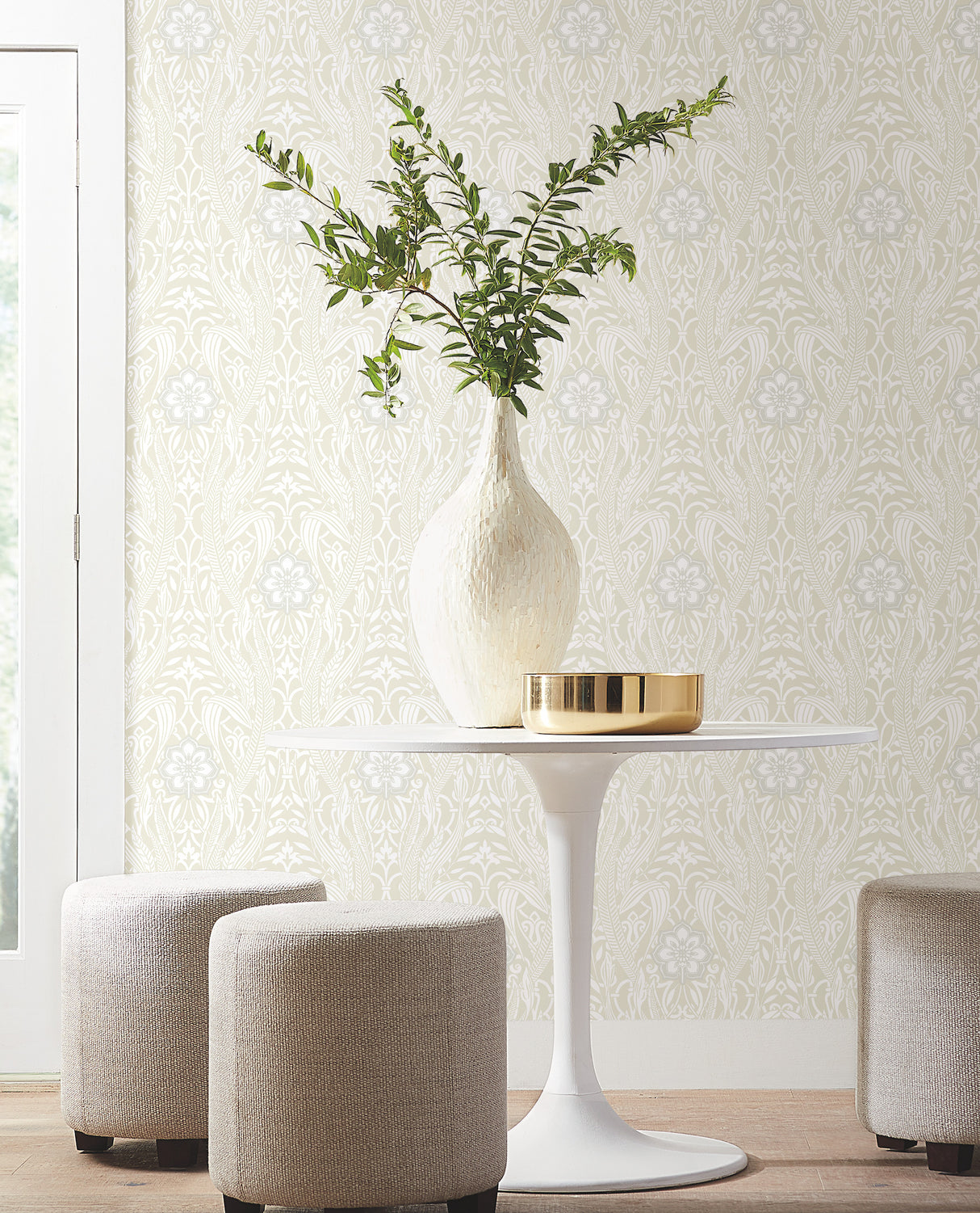 York DM4993 Gatsby Damask Beige Wallpaper