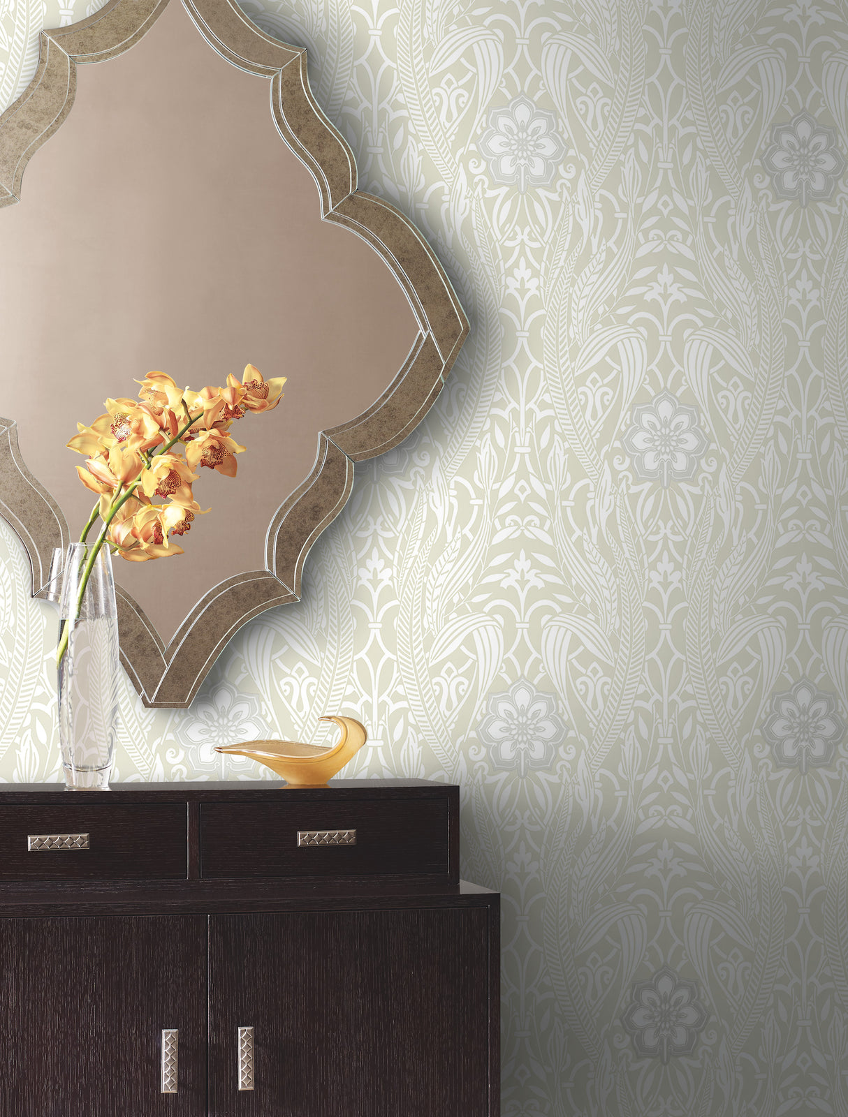 York DM4993 Gatsby Damask Beige Wallpaper