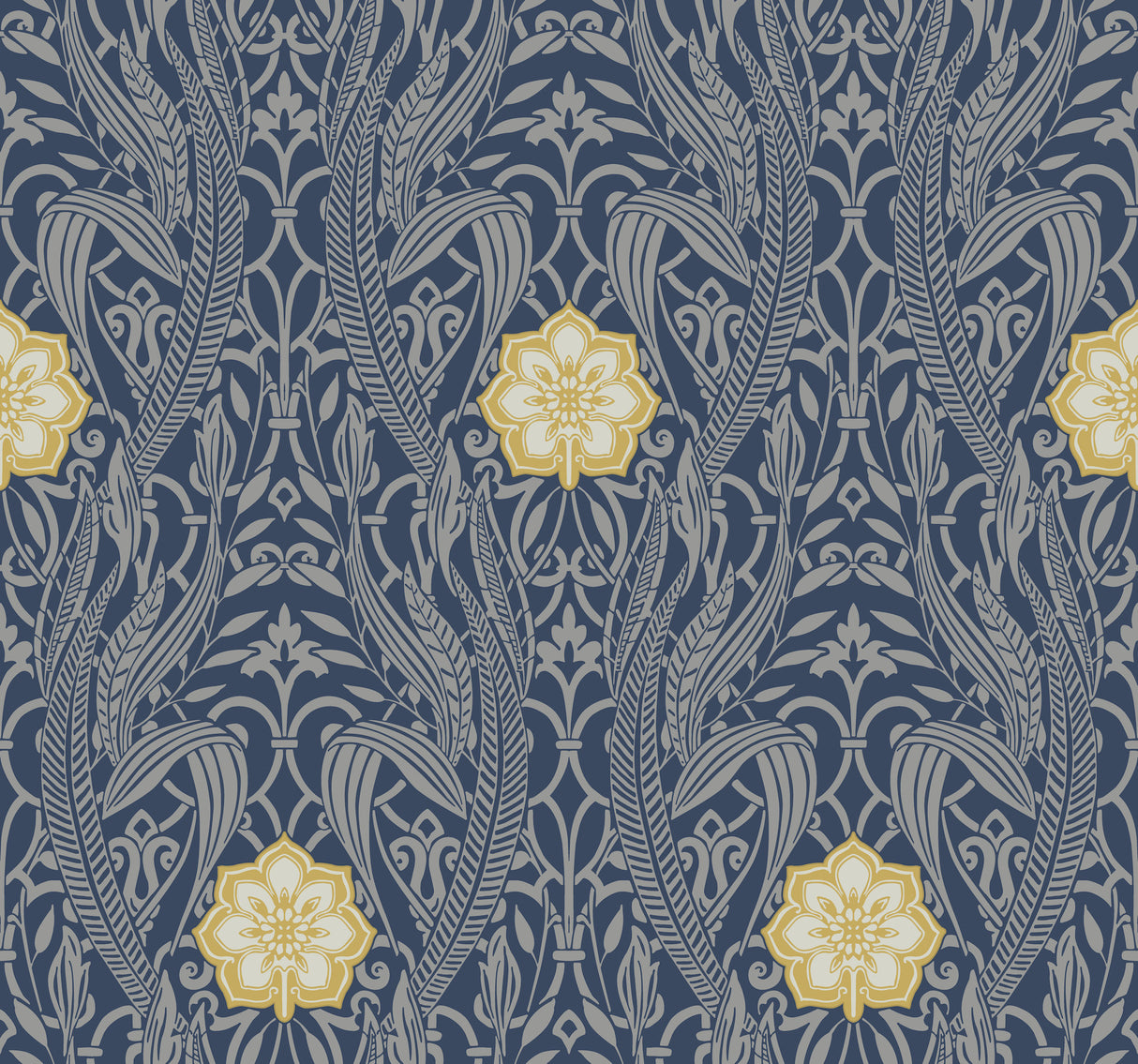 York DM4994 Gatsby Damask Navy Wallpaper