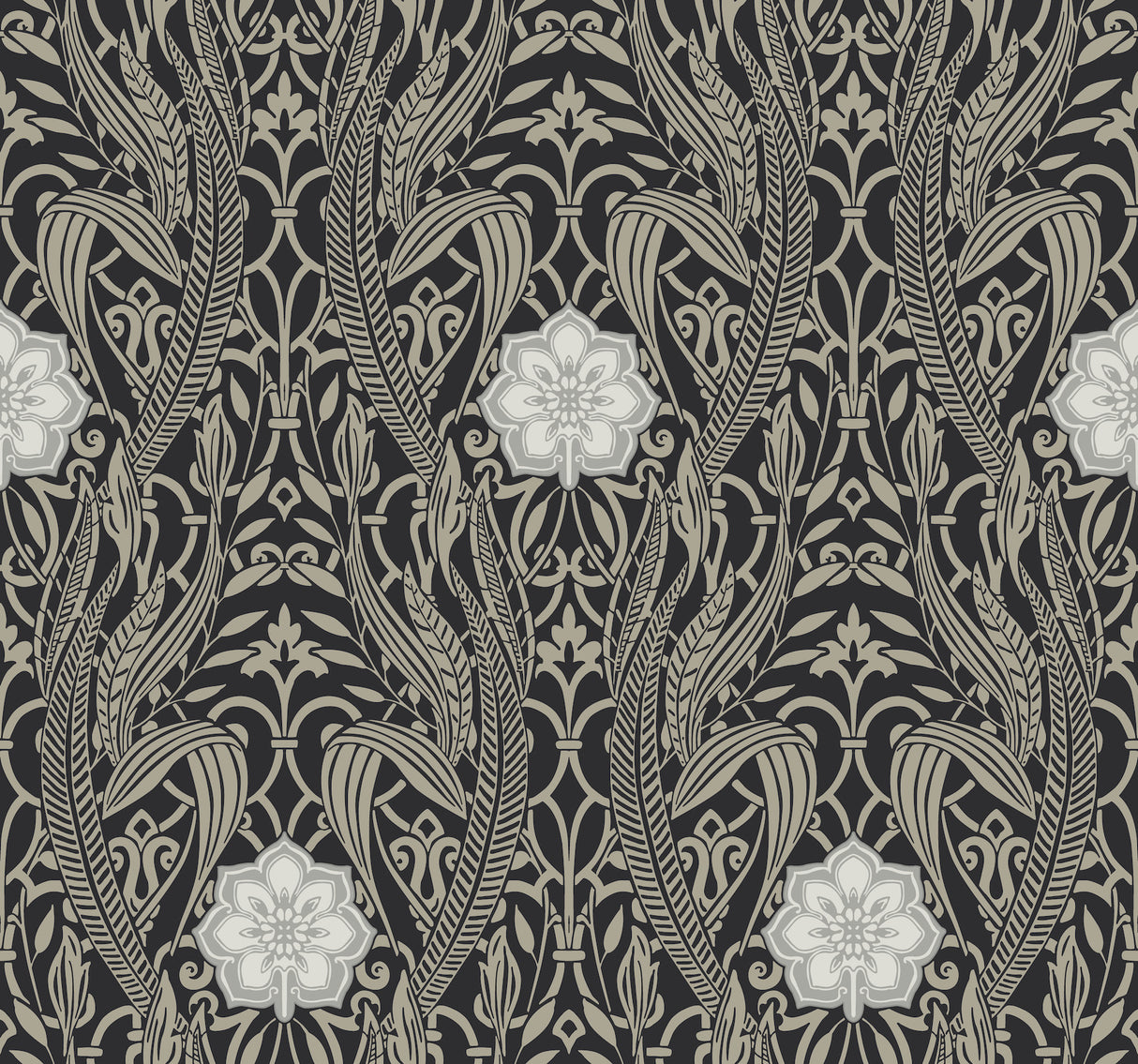 York DM4995 Gatsby Damask Black Wallpaper