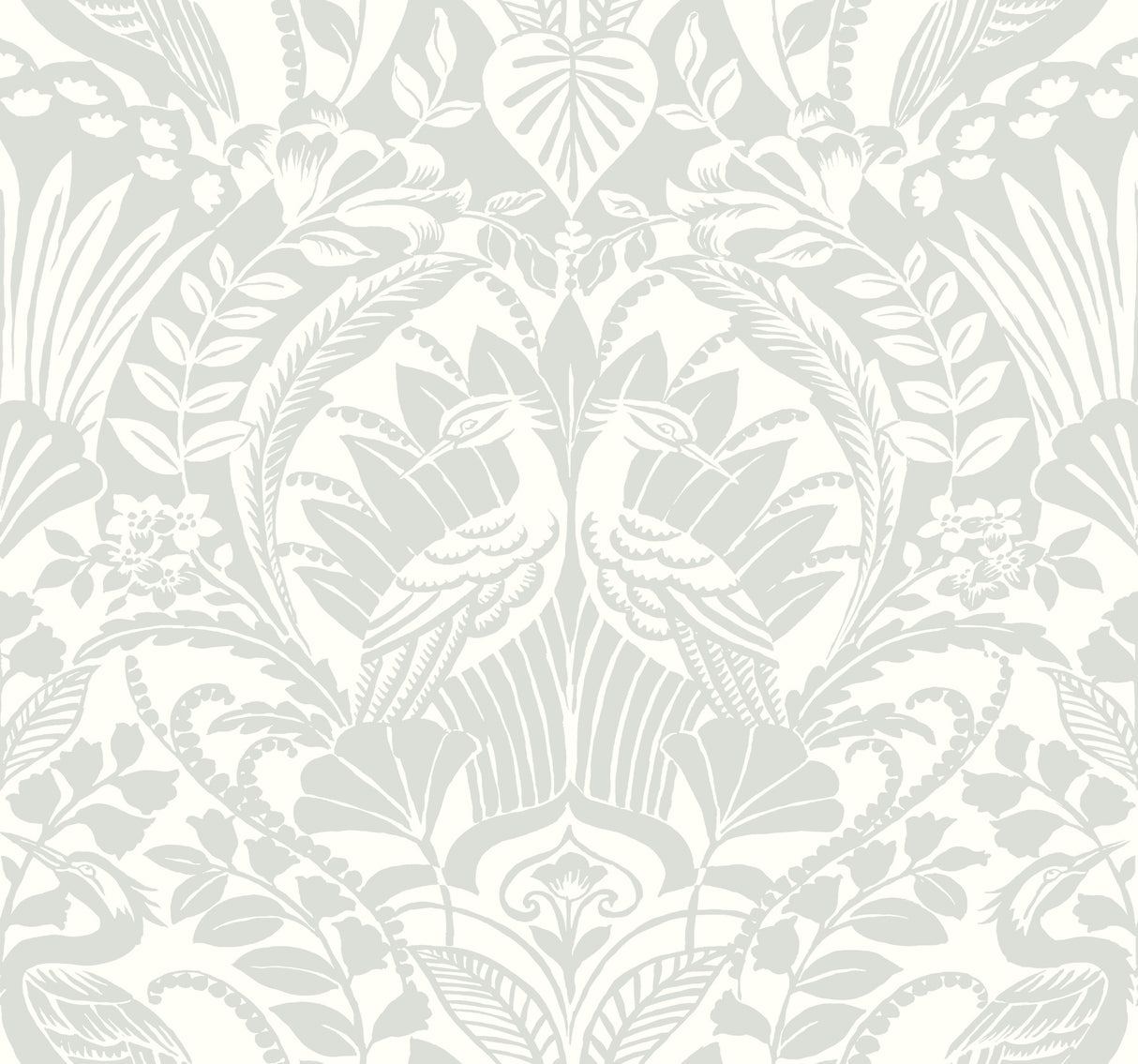 York DM4998 Egret Damask Green Wallpaper