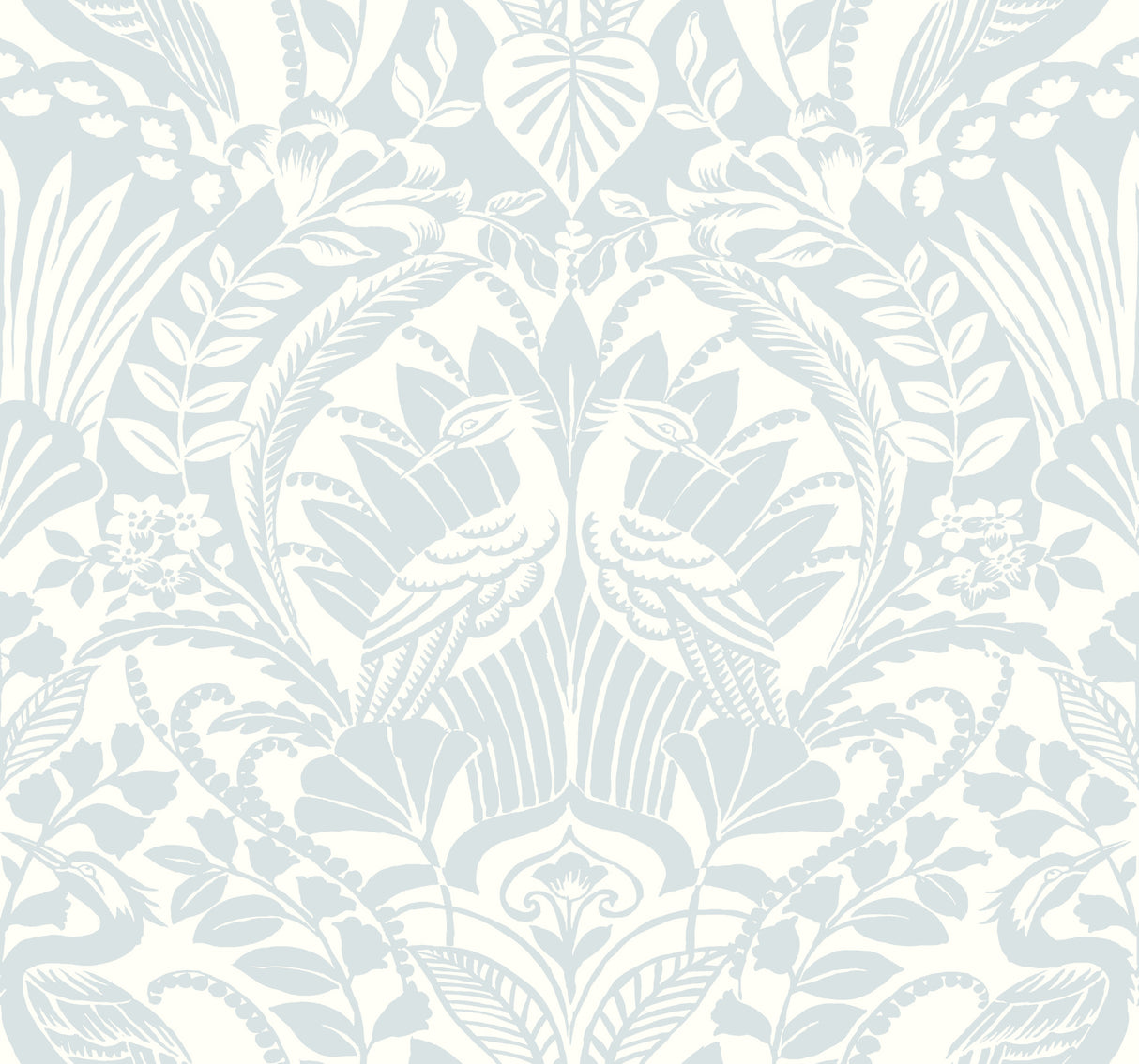 York DM4999 Egret Damask Blue Wallpaper