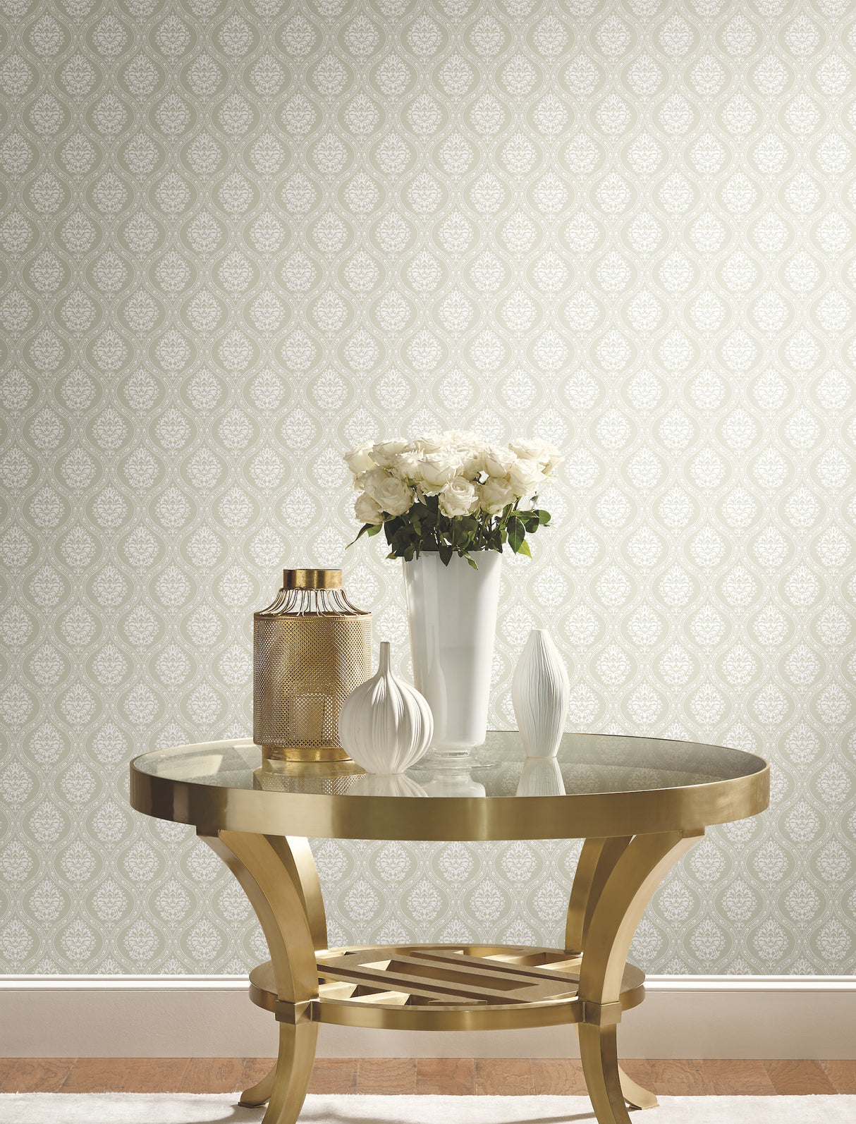 York DM5025 Petite Ogee Beige Wallpaper