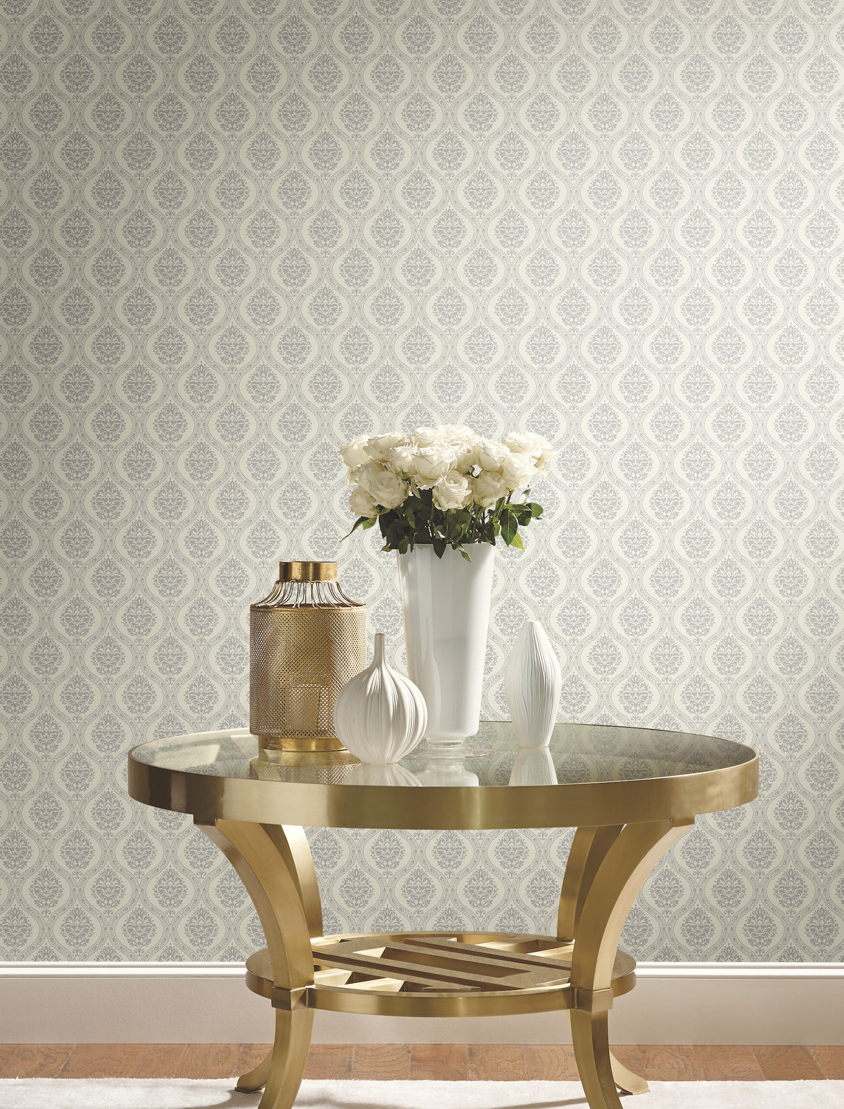 York DM5027 Petite Ogee Taupe Wallpaper