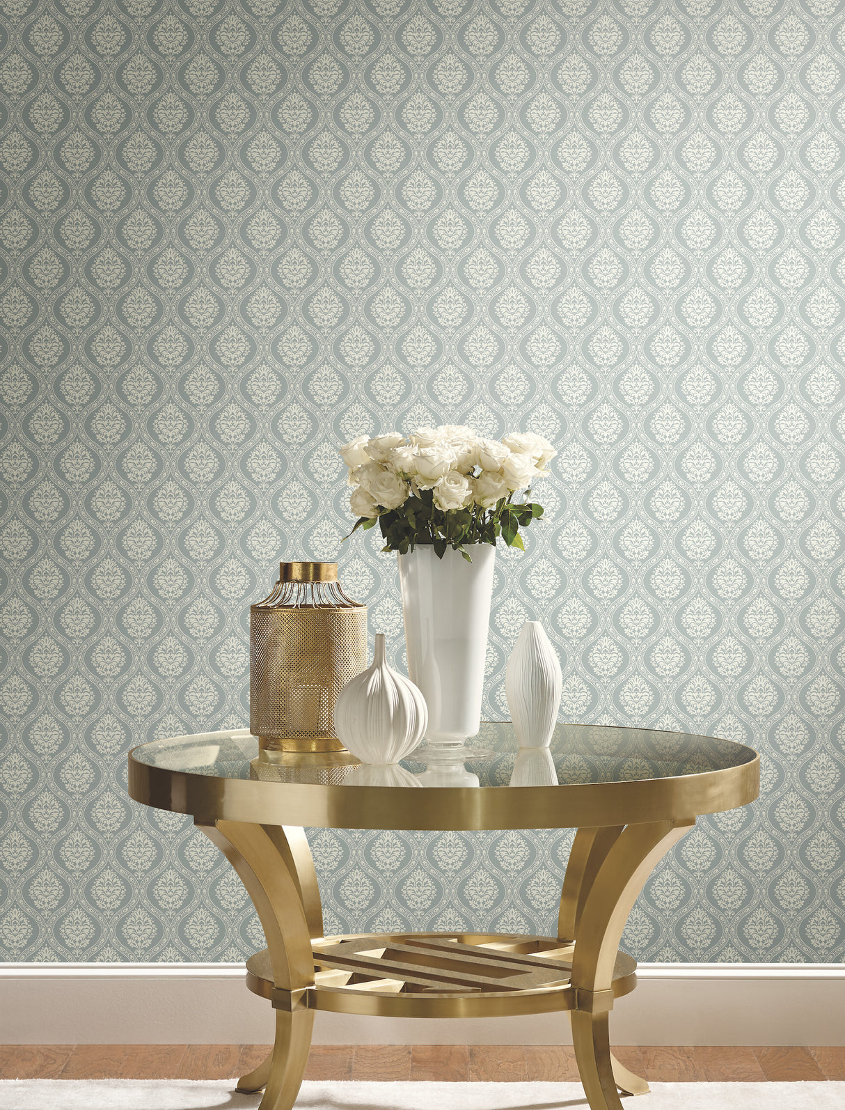 York DM5028 Petite Ogee Green Wallpaper