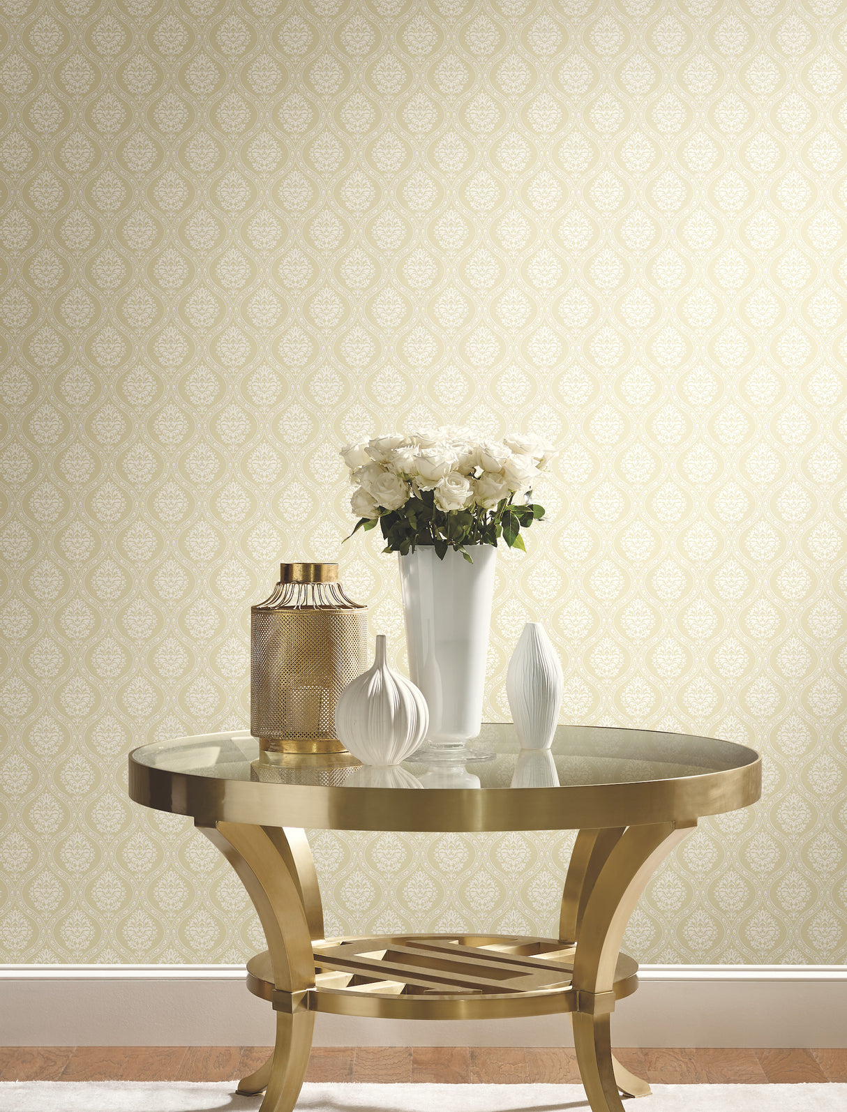 York DM5029 Petite Ogee Yellow Wallpaper