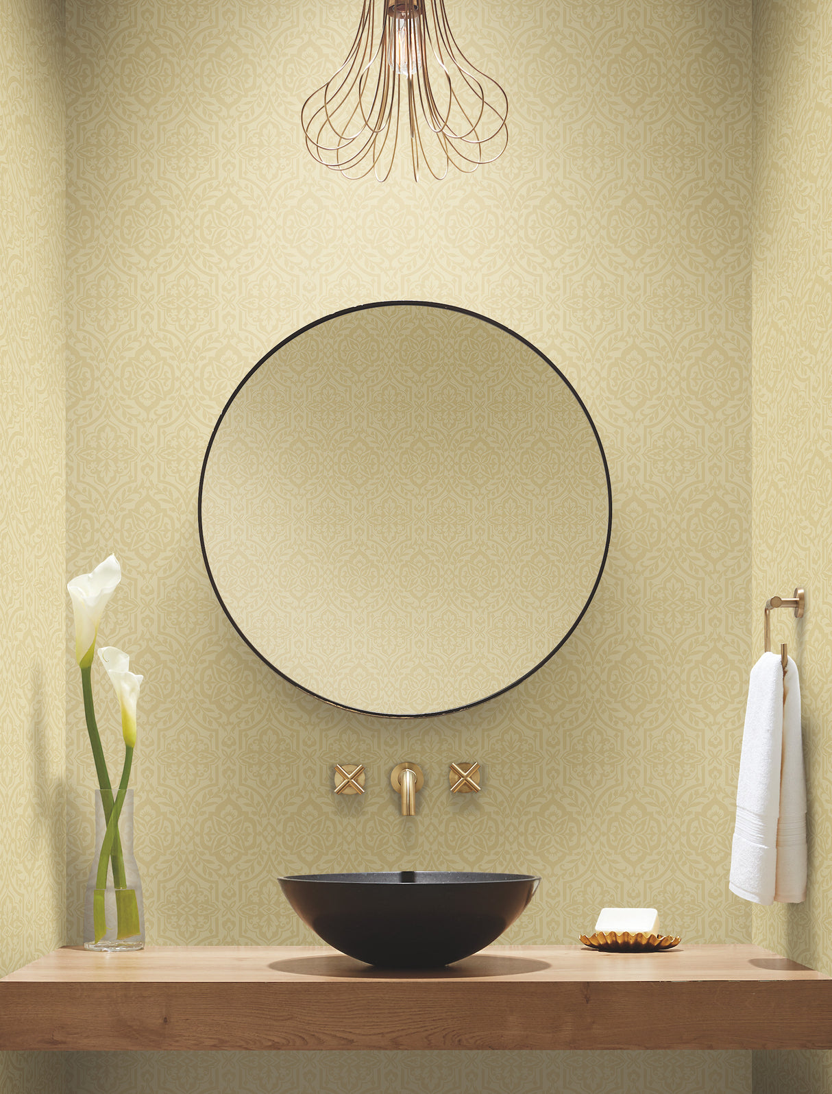 York DM5035 Cathedral Damask Gold Wallpaper