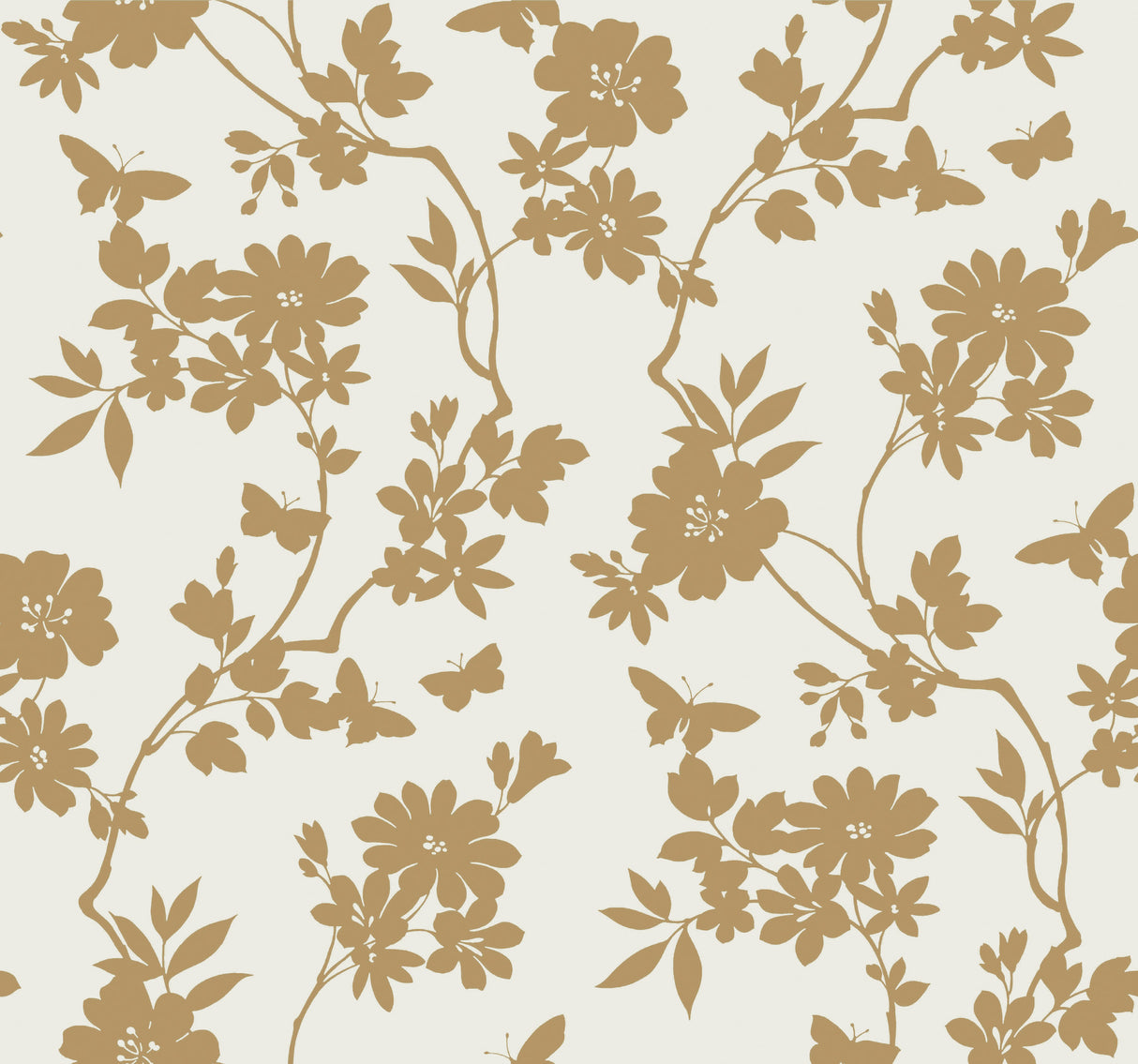 York DT5022 Flutter Vine White & Gold Wallpaper