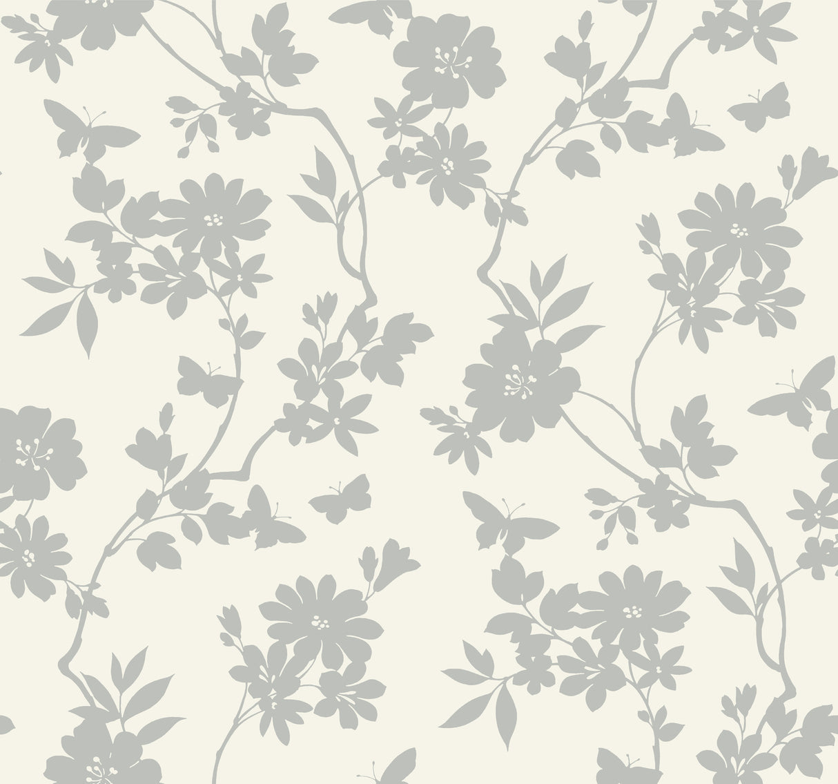 York DT5023 Flutter Vine White & Silver Wallpaper