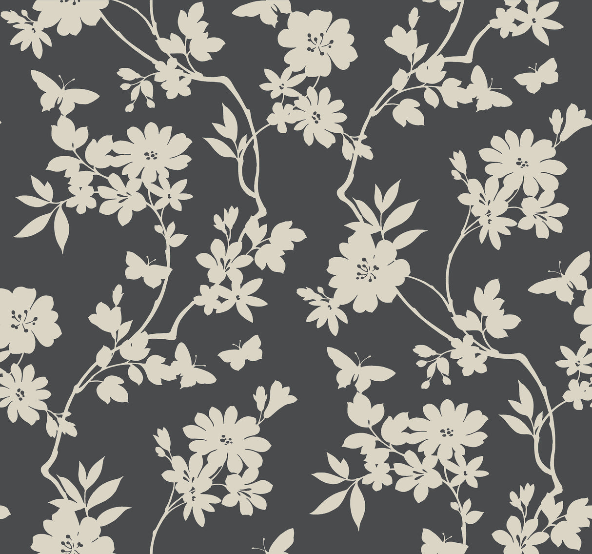 York DT5025 Flutter Vine Grey Wallpaper