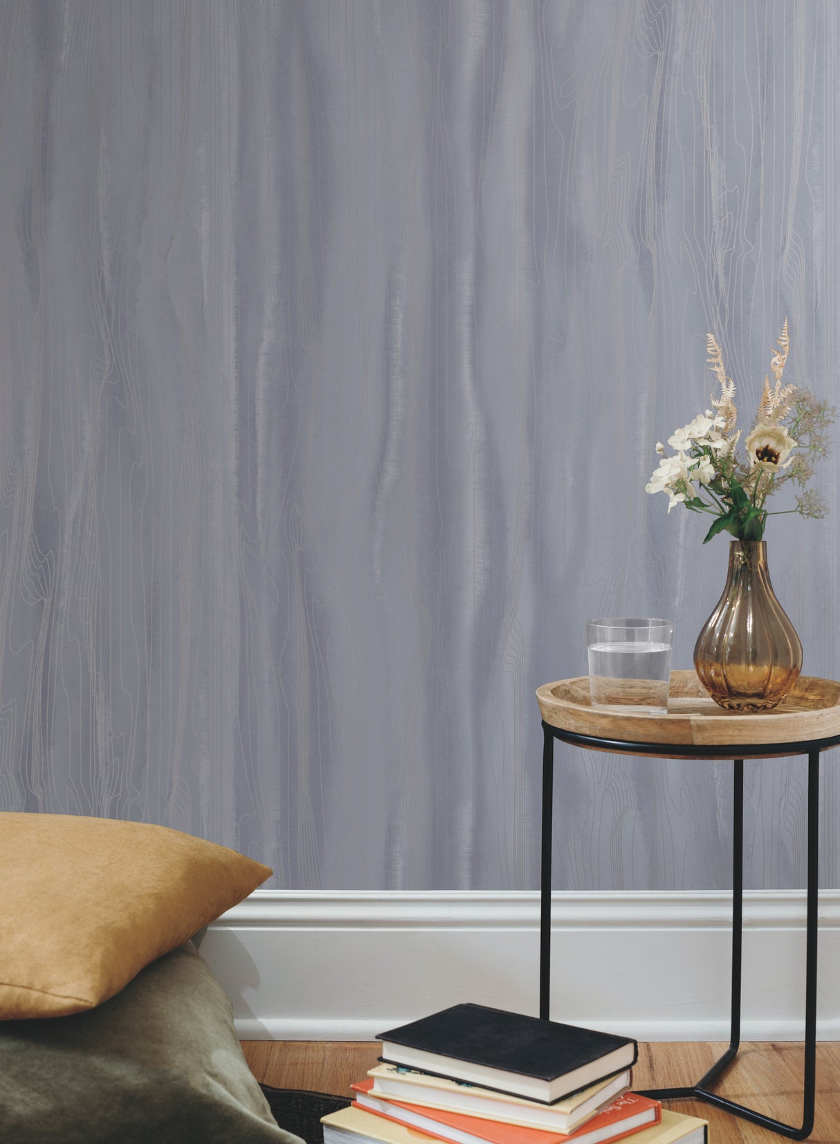 York DT5031 Fantasy Faux Bois Blue & Silver Wallpaper