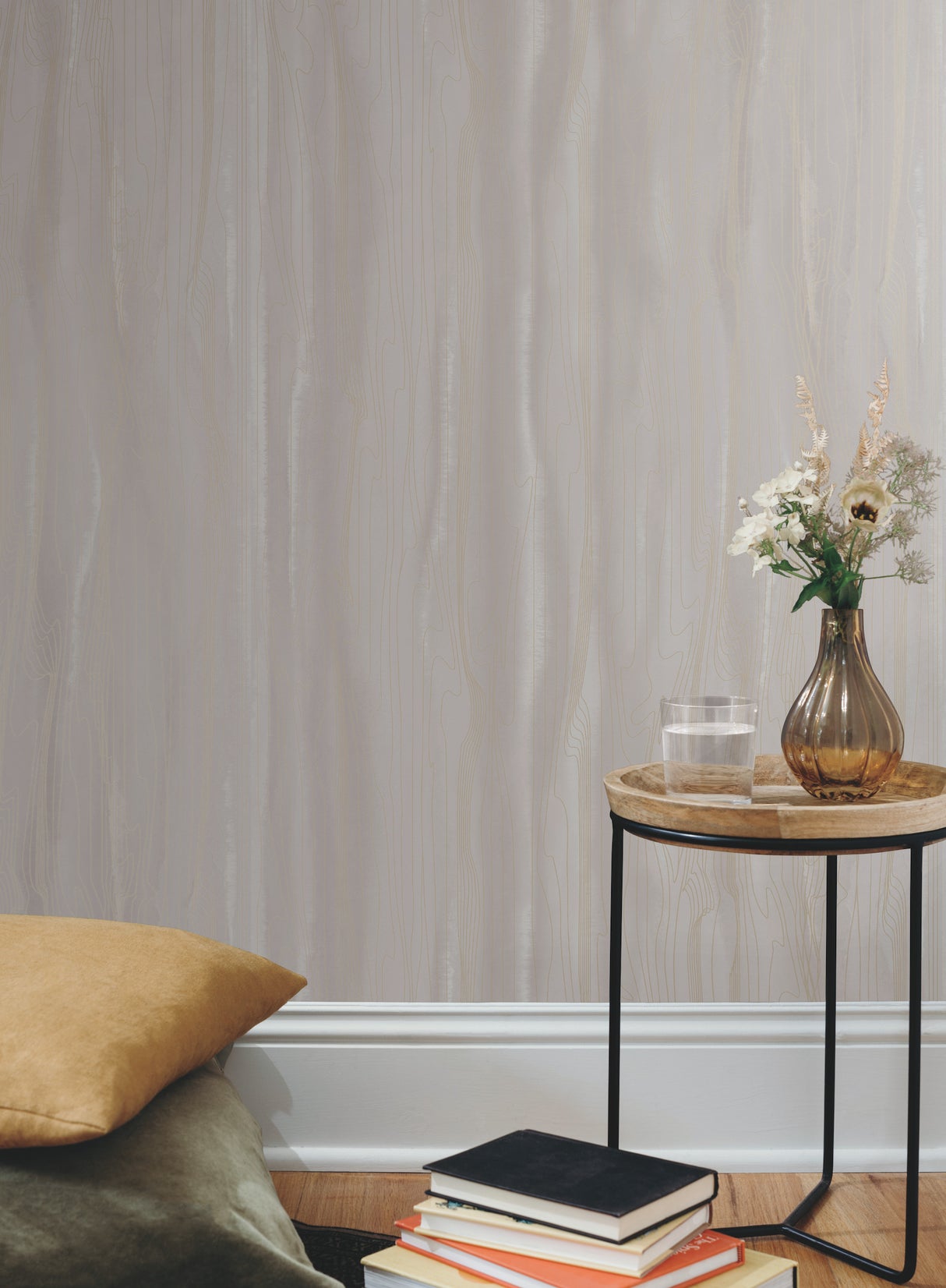 York DT5032 Fantasy Faux Bois Taupe & Gold Wallpaper