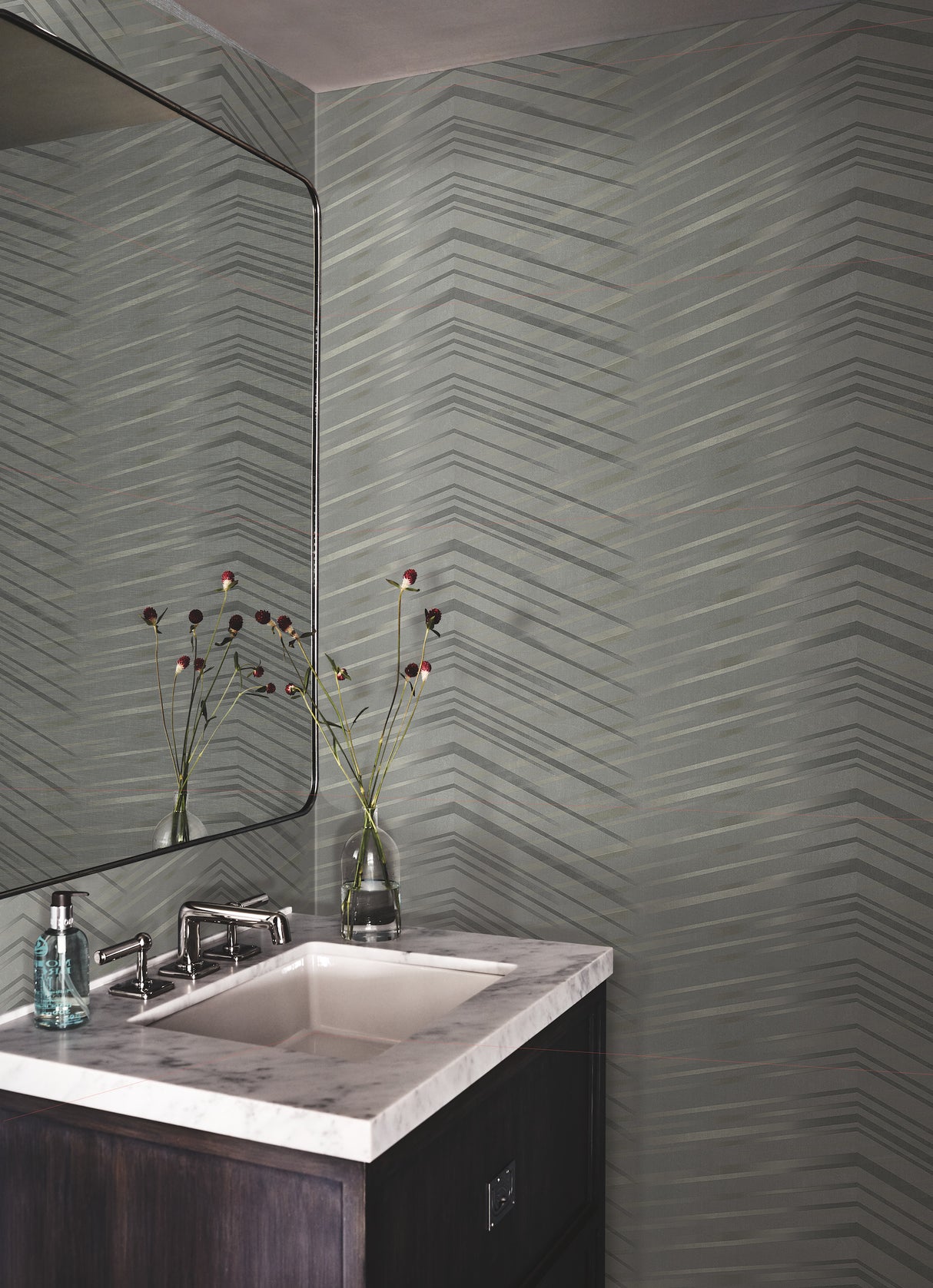 York DT5052 Glistening Chevron Charcoal Wallpaper