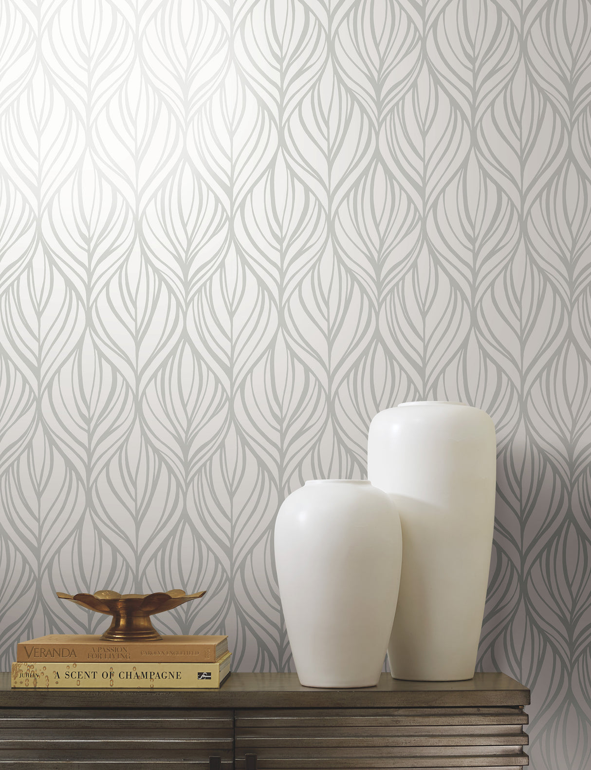 York DT5084 Palma White & Silver Wallpaper
