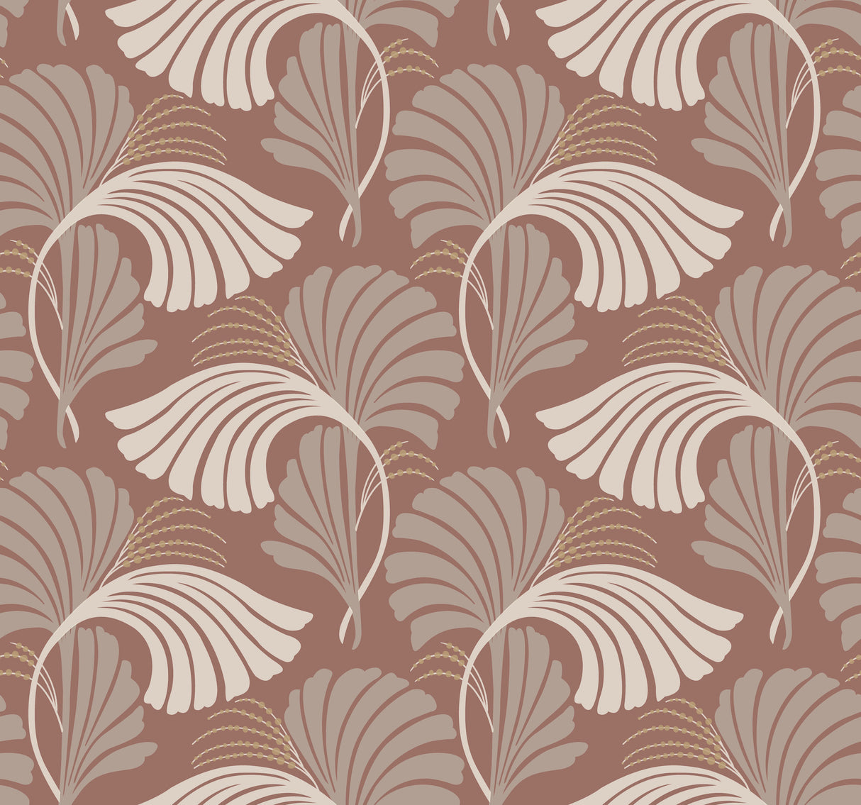 York DT5131 Dancing Leaves Tan Wallpaper