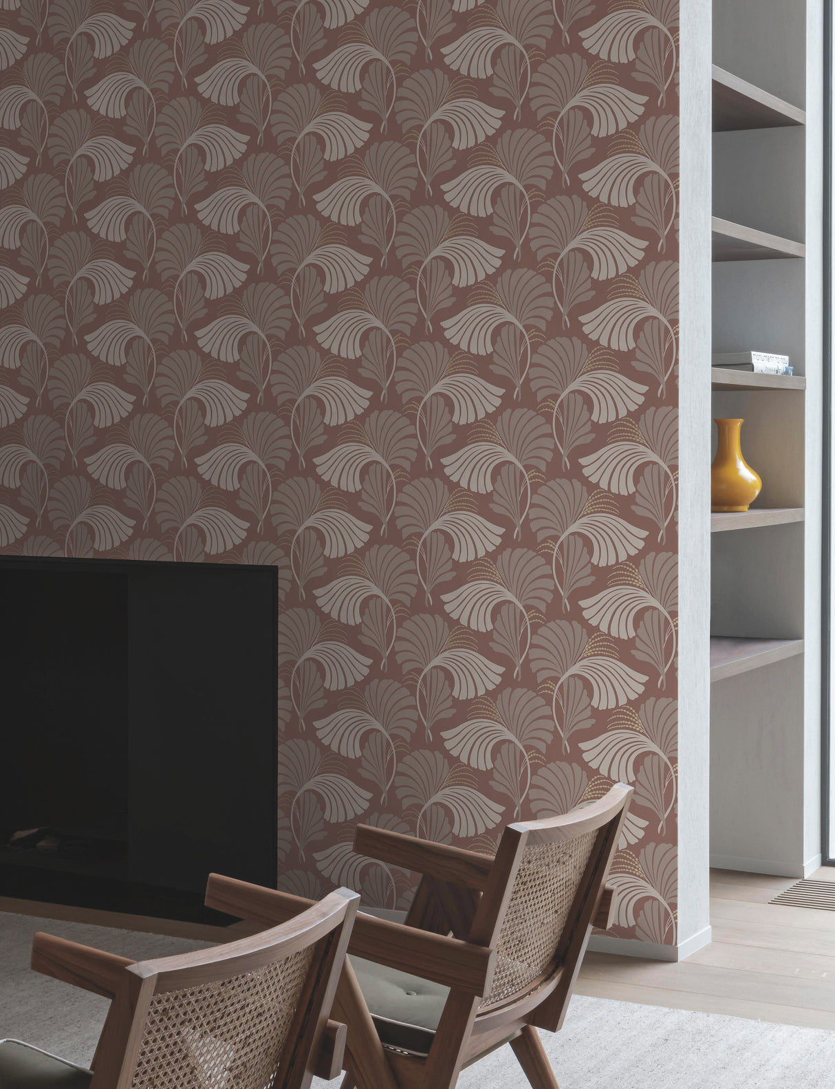 York DT5131 Dancing Leaves Tan Wallpaper