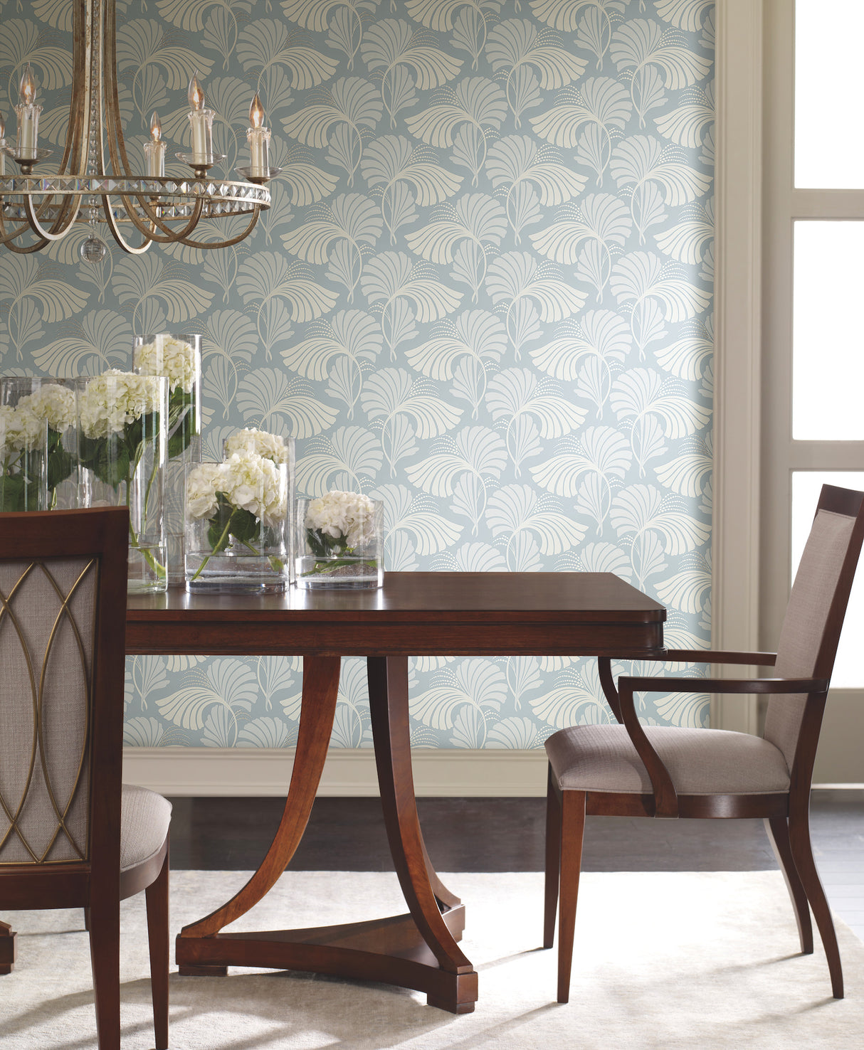 York DT5132 Dancing Leaves Light Blue Wallpaper