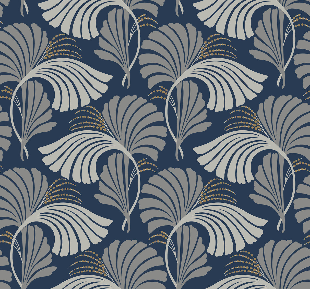 York DT5133 Dancing Leaves Navy Wallpaper