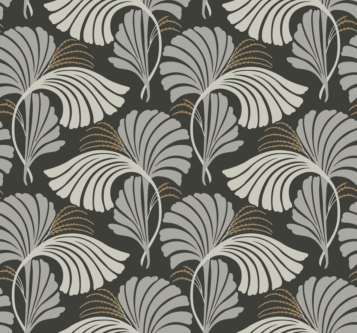 York DT5134 Dancing Leaves Black Wallpaper
