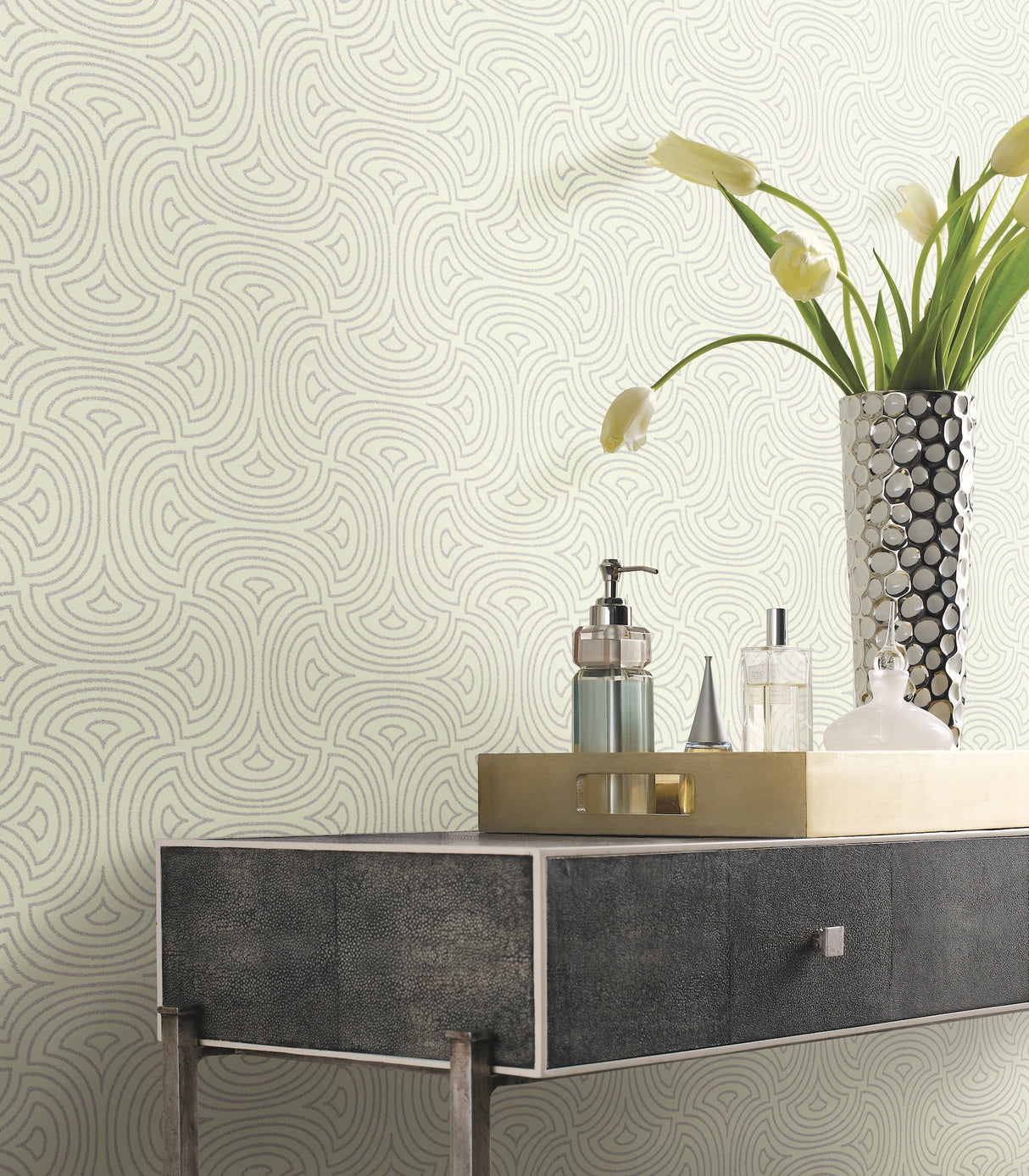 York DT5142 Hourglass White Wallpaper
