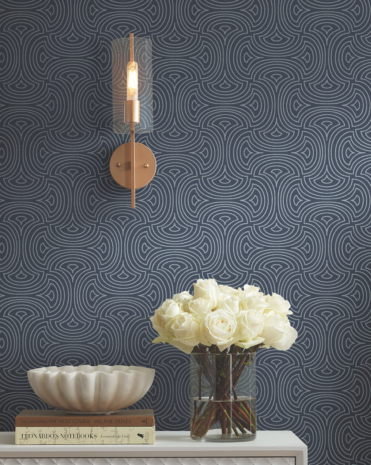 York DT5143 Hourglass Navy Wallpaper