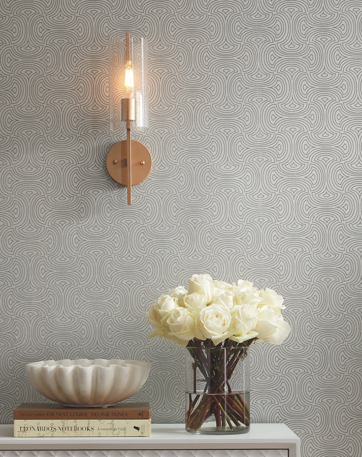 York DT5144 Hourglass Silver Wallpaper