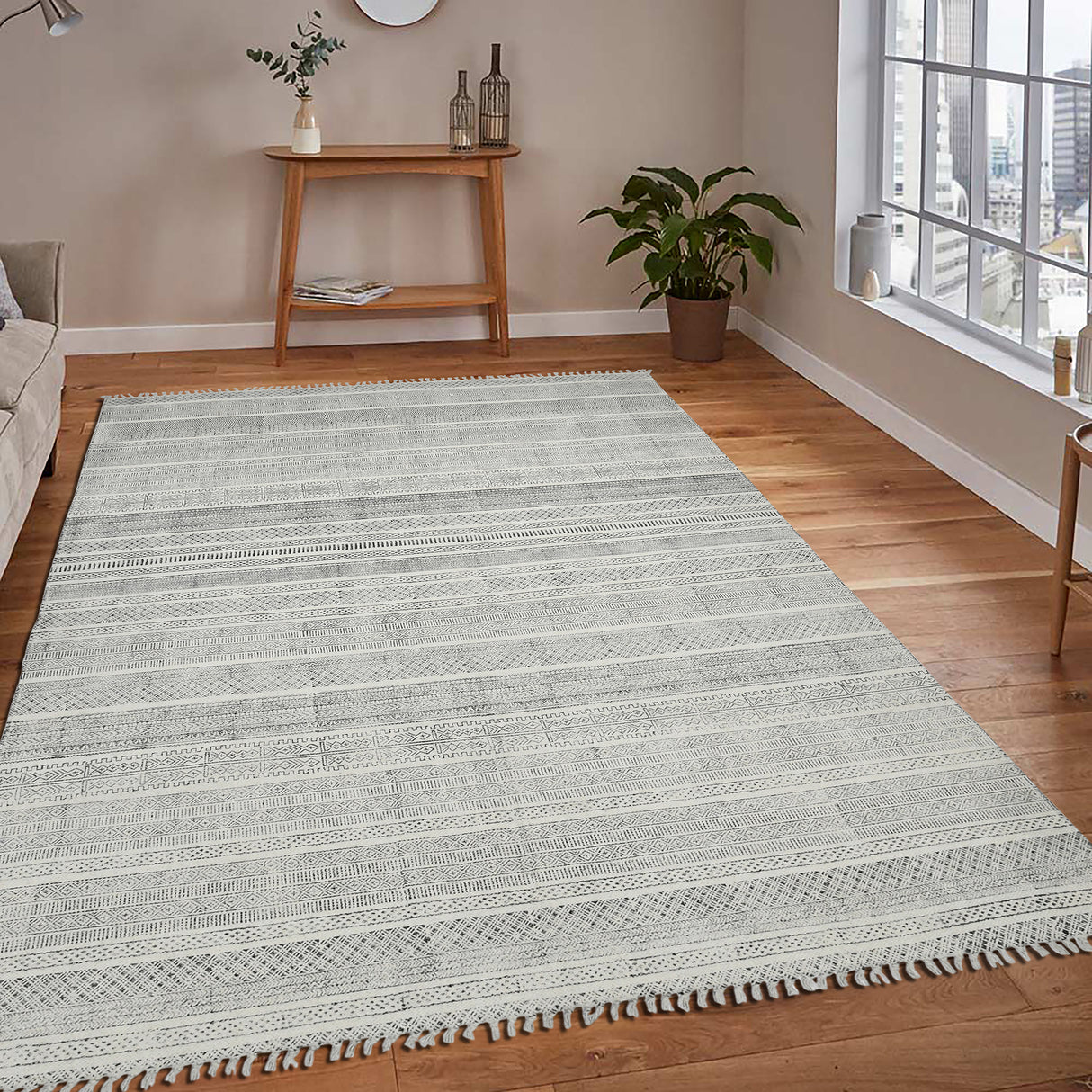 Amer Rugs DUN10508 Dune Distressed Geometric Charcoal 5' X 8' Area Rug