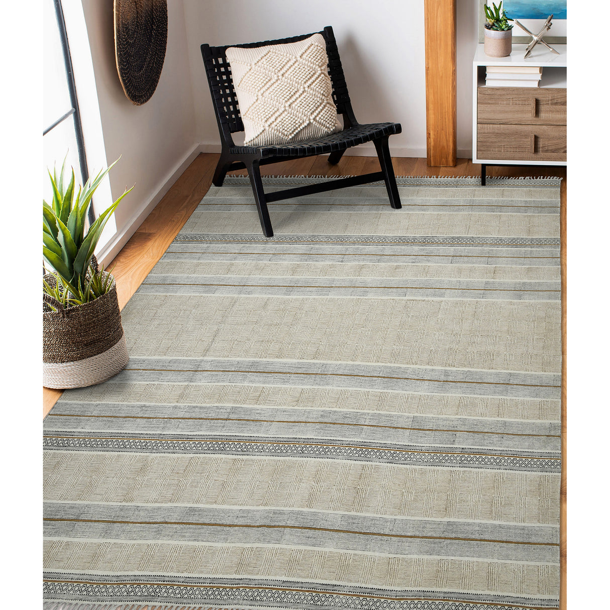 Amer Rugs DUN30508 Dune Distressed Geometric Brown 5' X 8' Area Rug