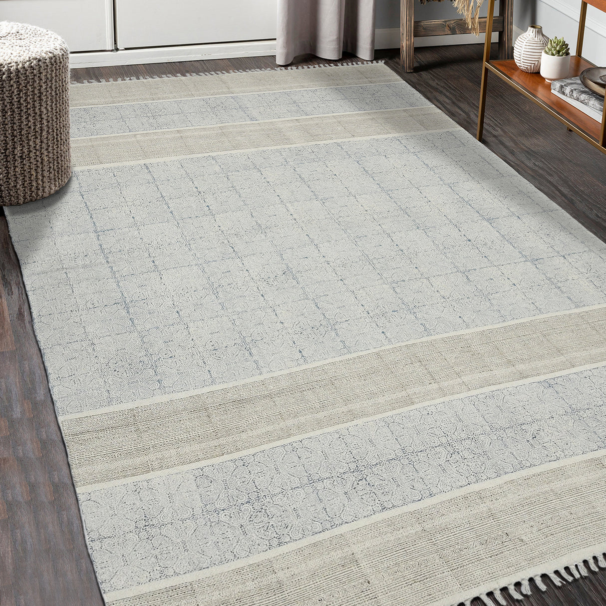 Amer Rugs DUN40508 Dune Distressed Geometric Stone Blue 5' X 8' Area Rug