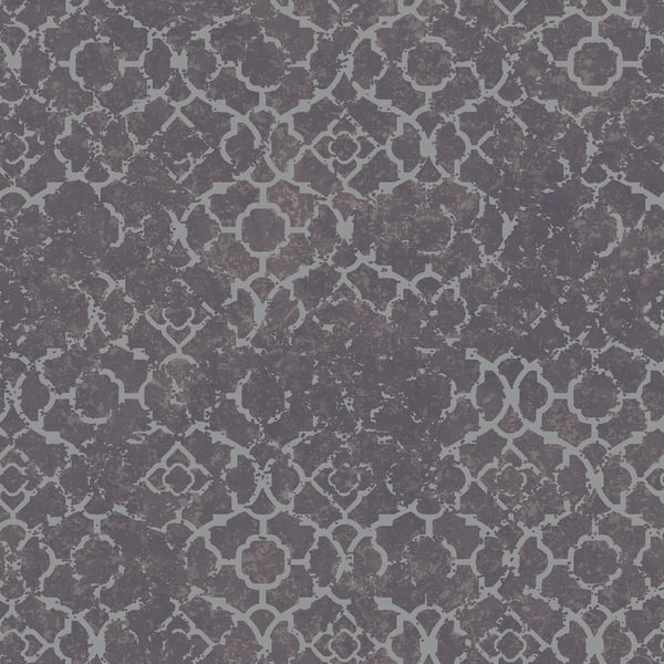 Galerie DWP0246-01 Purple Lilac Aged Quatrefoil - Eade's Wallpaper