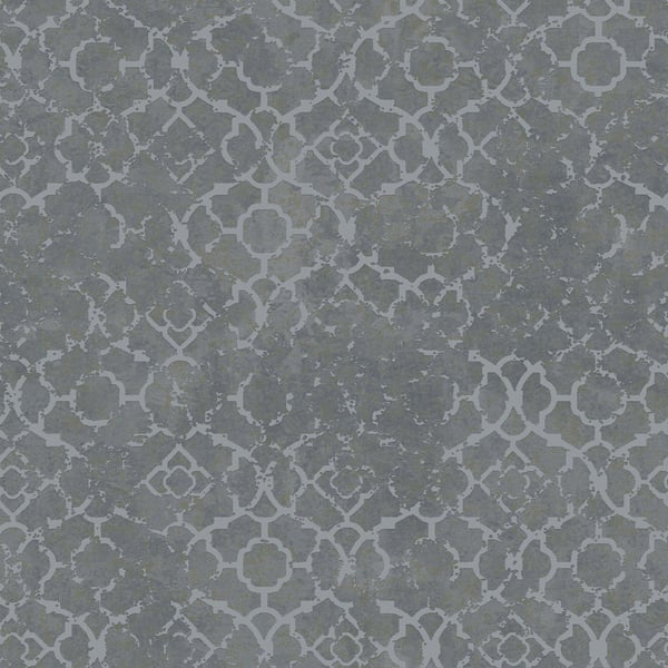 Galerie DWP0246-02 Silver Grey Aged Quatrefoil - Eade's Wallpaper