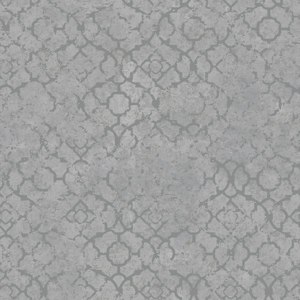 Galerie DWP0246-03 Silver Grey Aged Quatrefoil - Eade's Wallpaper